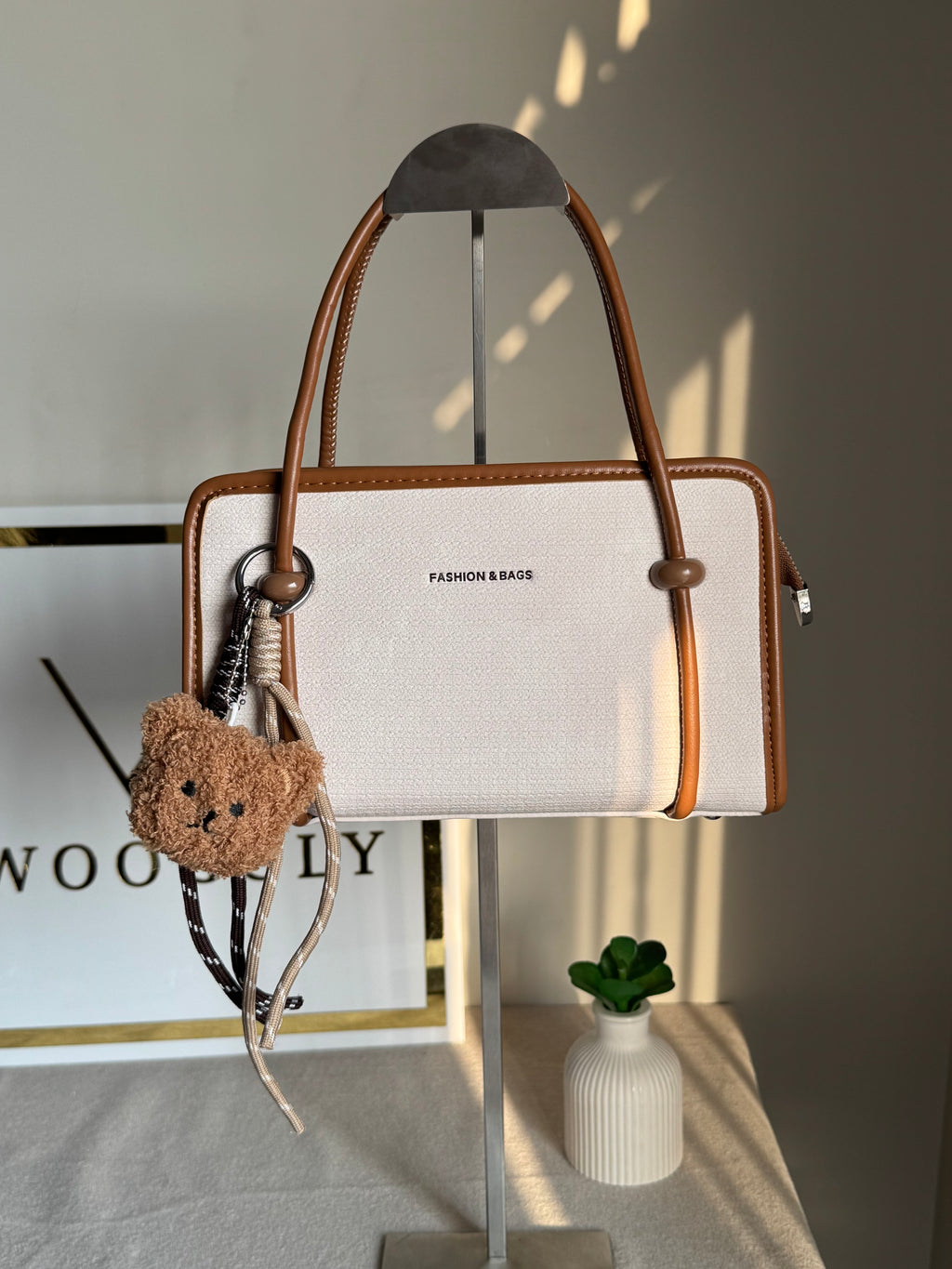 Coco White Teddy Bag with Teddy Bag Charm