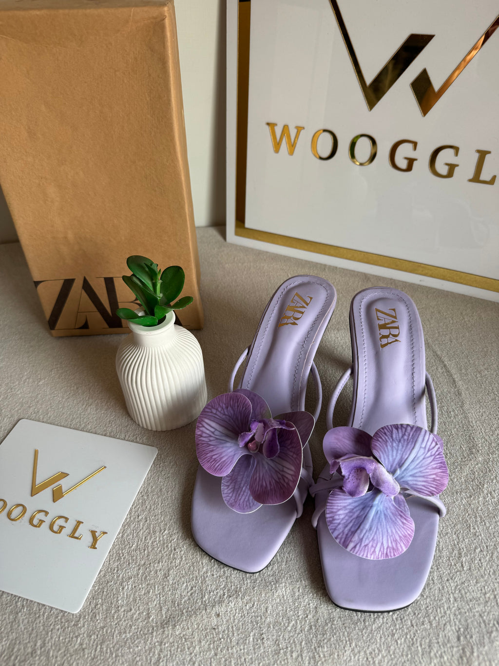 Zara Flower Heels LILAC - with Brand Box