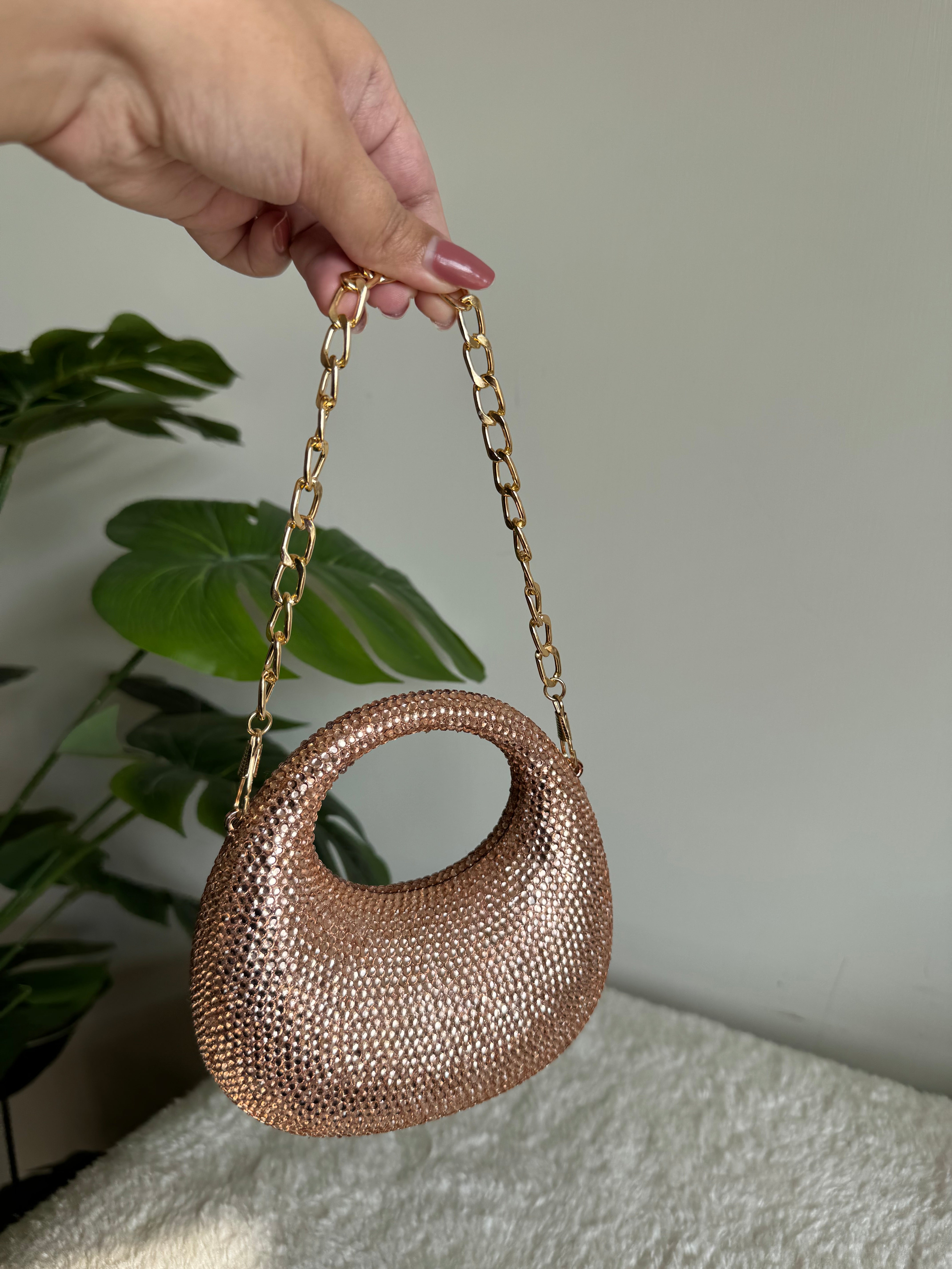 Viral Swarovski Metallic Clutch - Mini Rose Gold