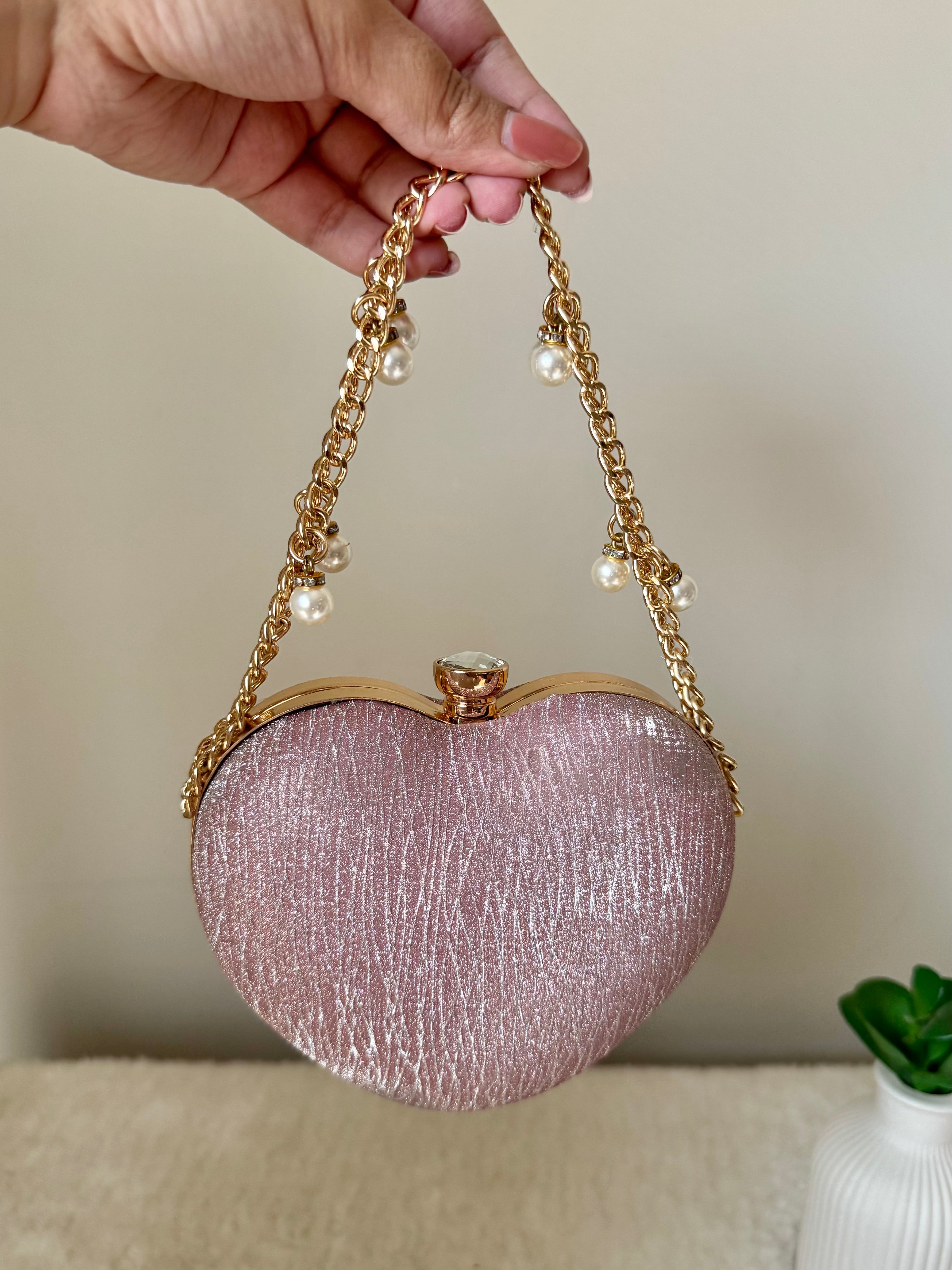 Bling Heart Clutch - Pink