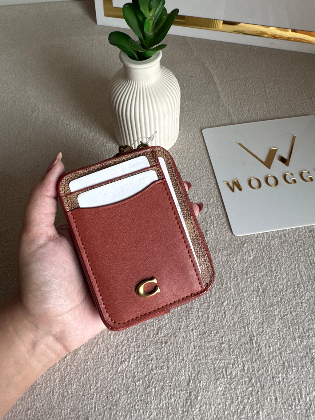 Coach Zip Card Case - Warm Brown