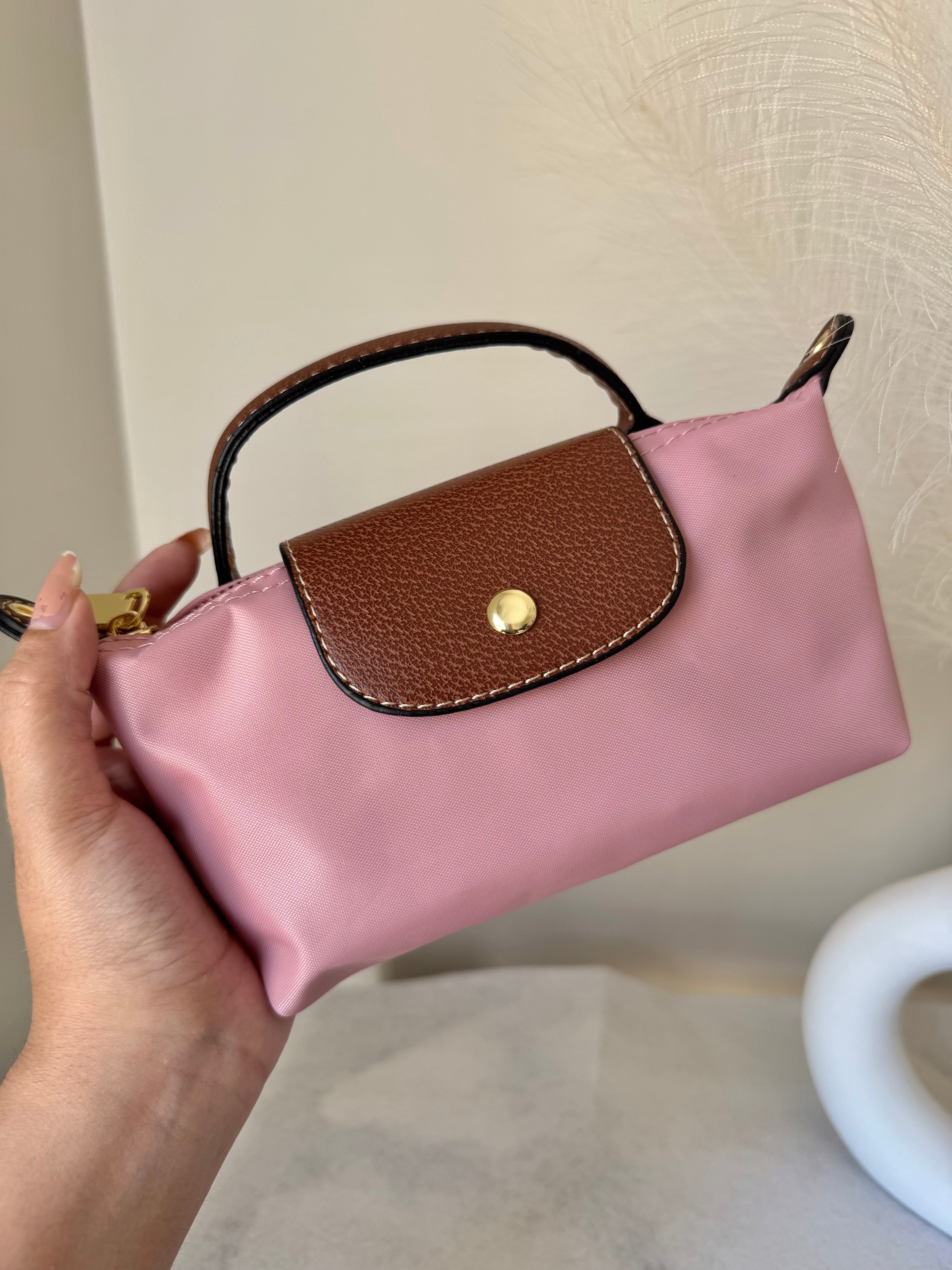 Longchamp Crossbody Bag with Strap - Small Marshmallow Pink (NO LOGO)