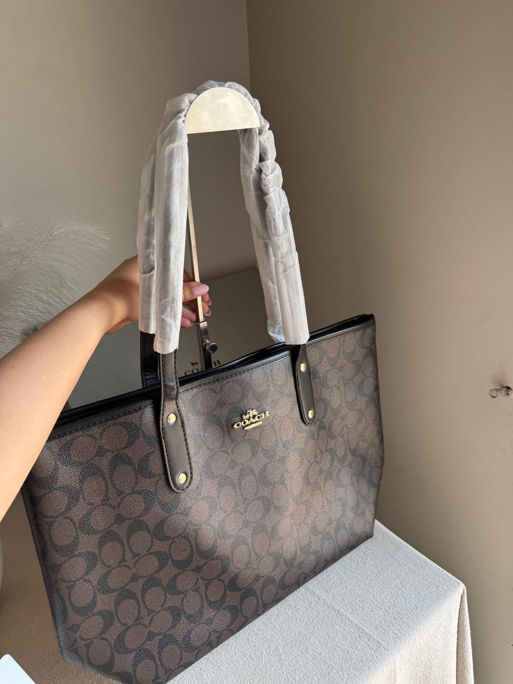 COACH TOTE BAG PREMIUM (Signature Brown) - BOX PACKING