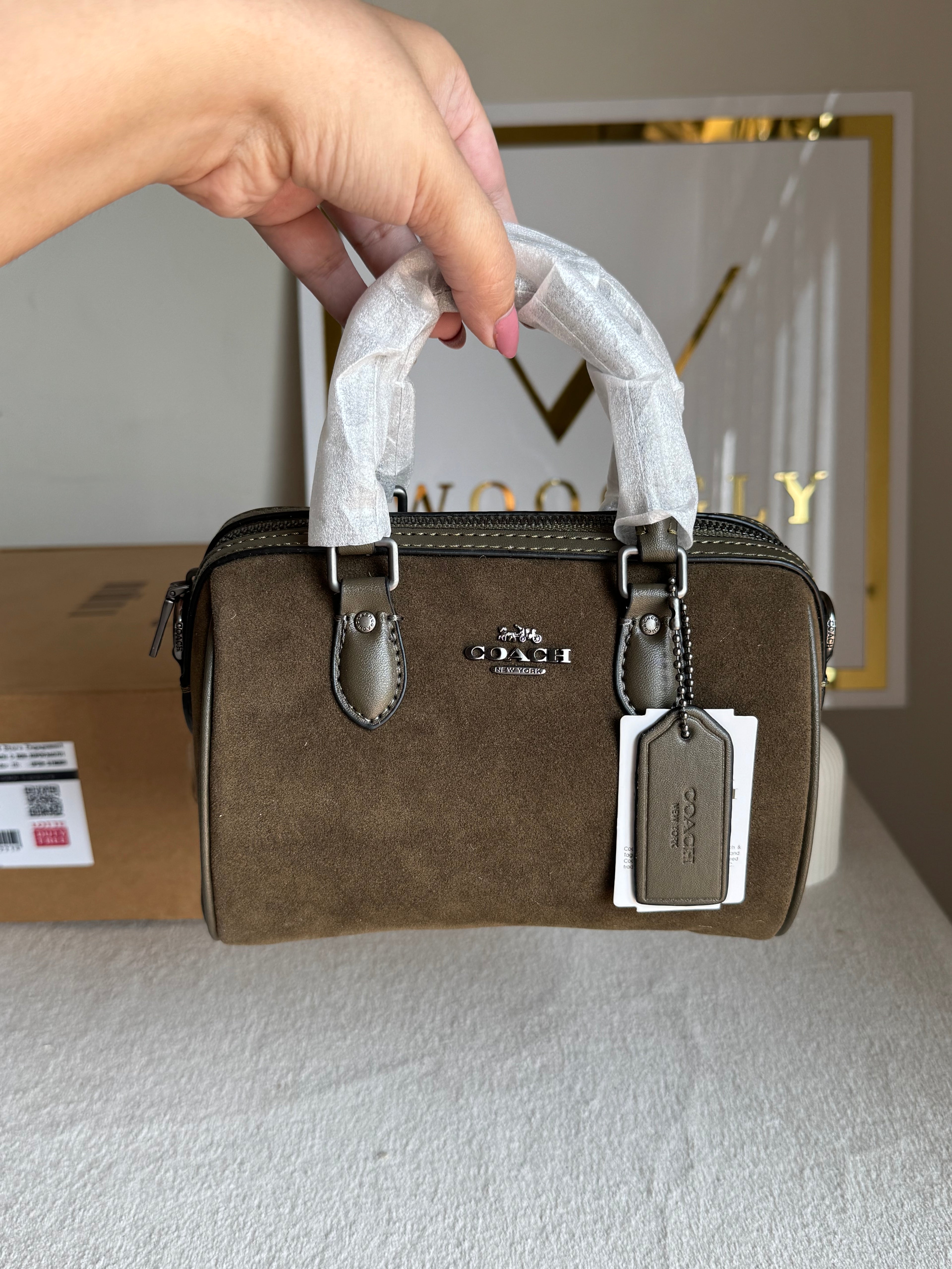 COACH Mini Duffle Bag PREMIUM with Long Strap (Olive) - BOX PACKING