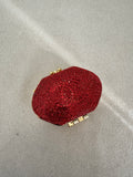 Mini Chanel Embellished Clutch with Chain - Red & Gold