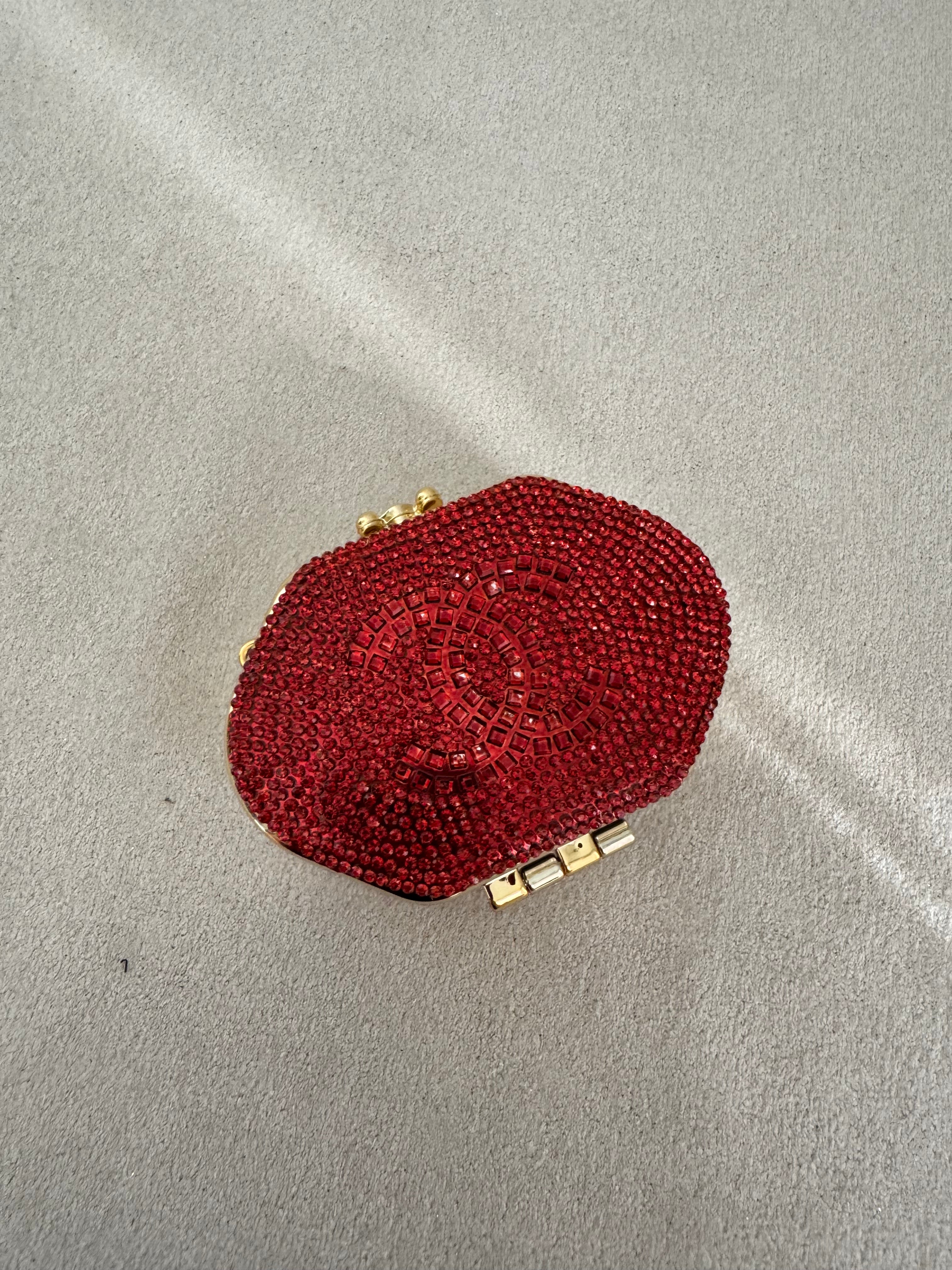 Mini Chanel Embellished Clutch with Chain - Red & Gold