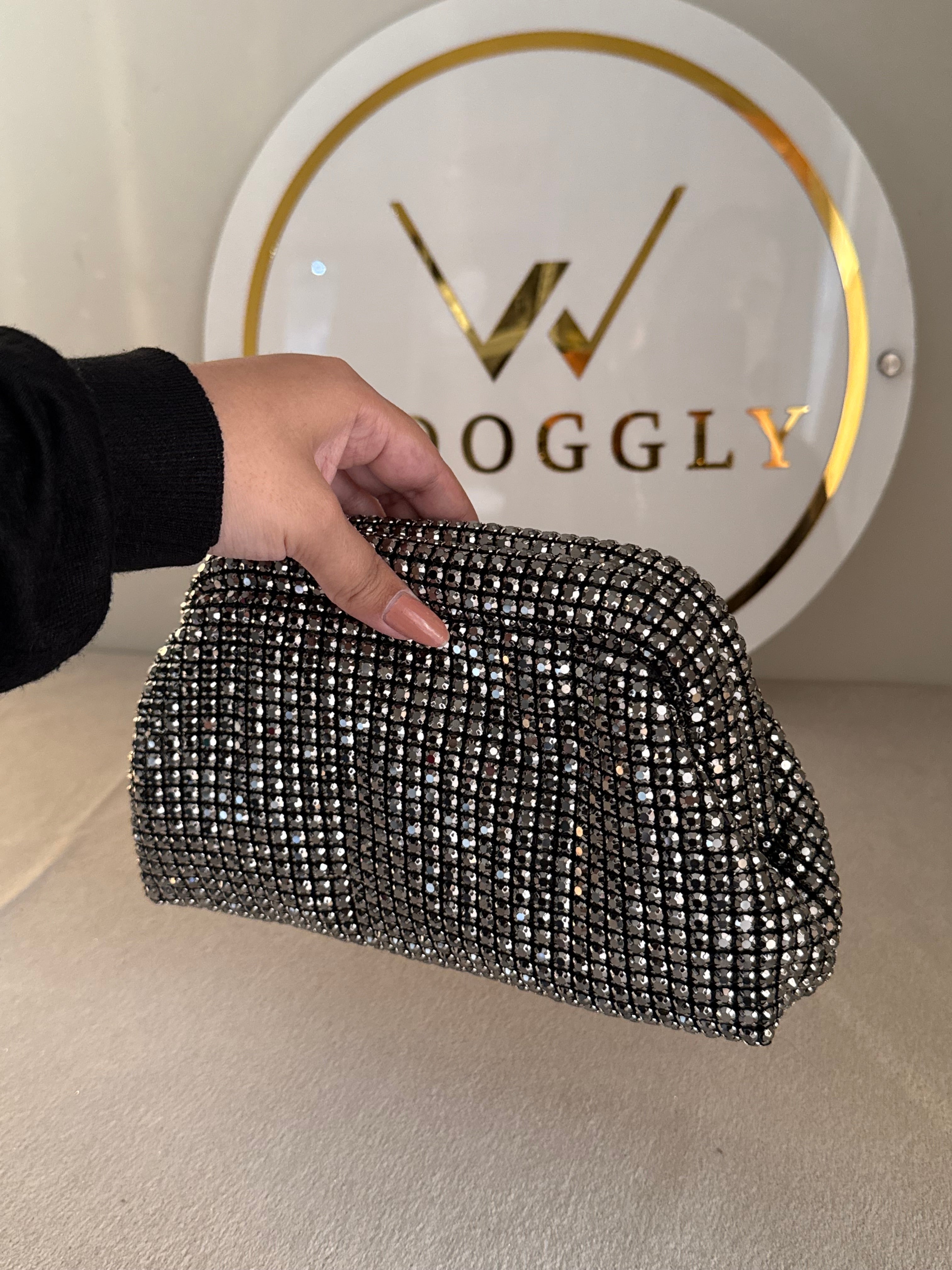 Extremely Premium Rhinestone Evening Clutch (Black)