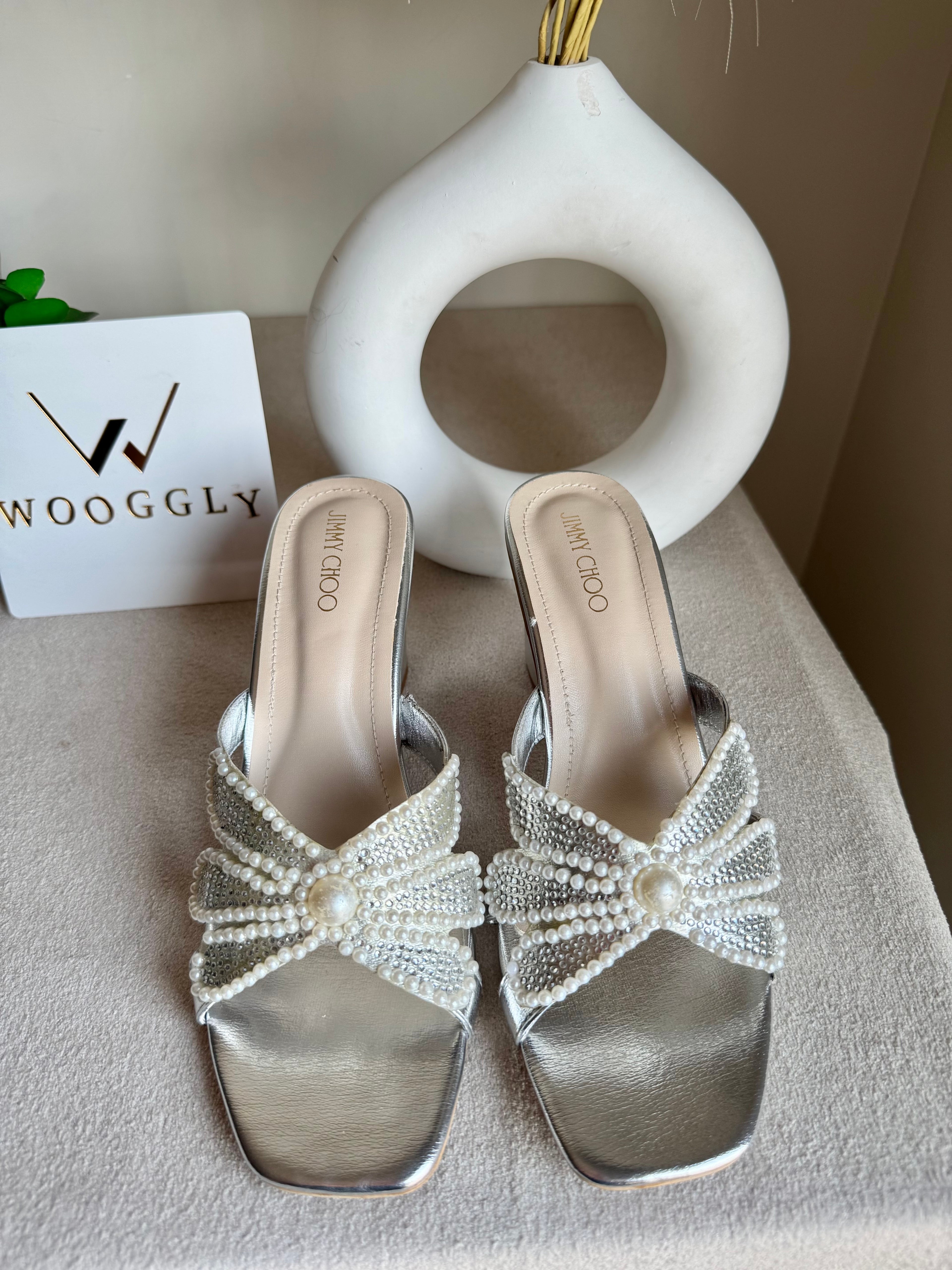Jimmy Choo Pearl Heels - Silver