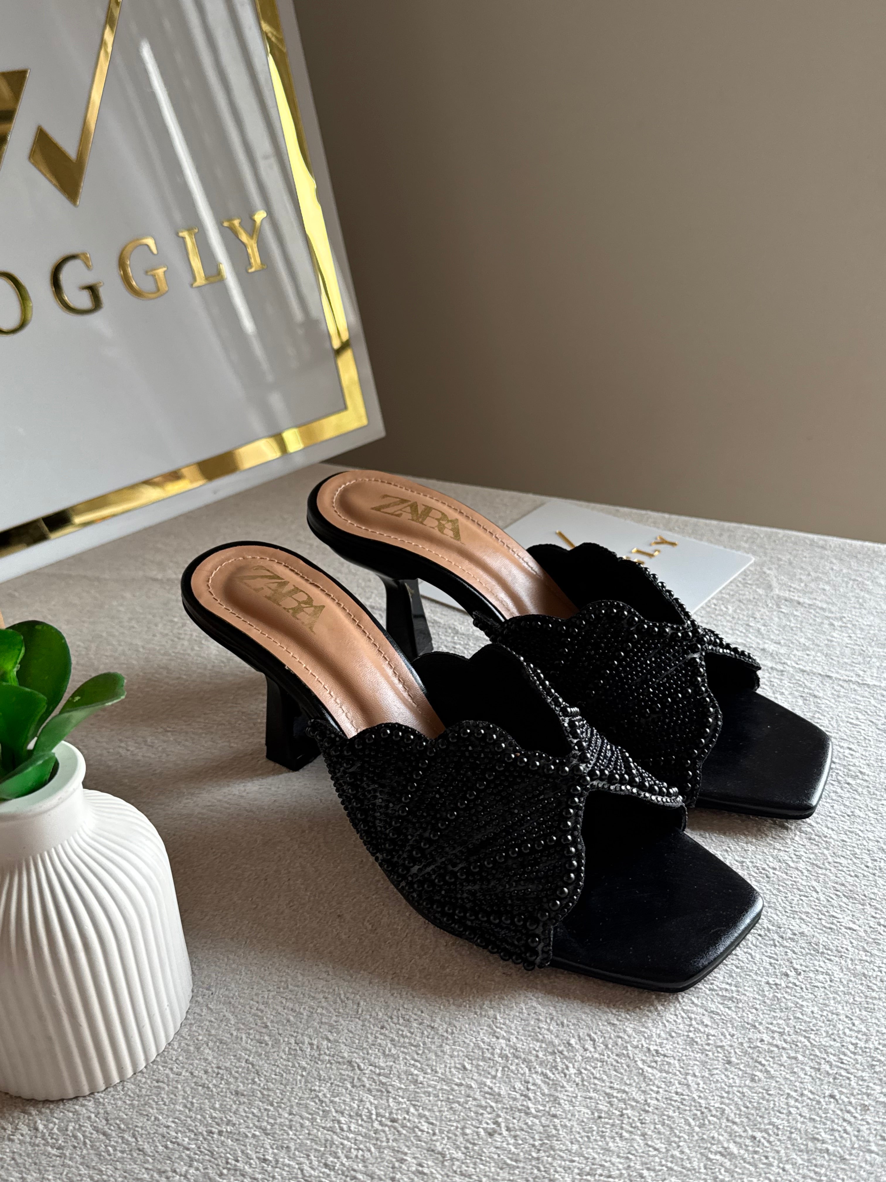 Viral Zara Faux Heels BLACK with Brand Box