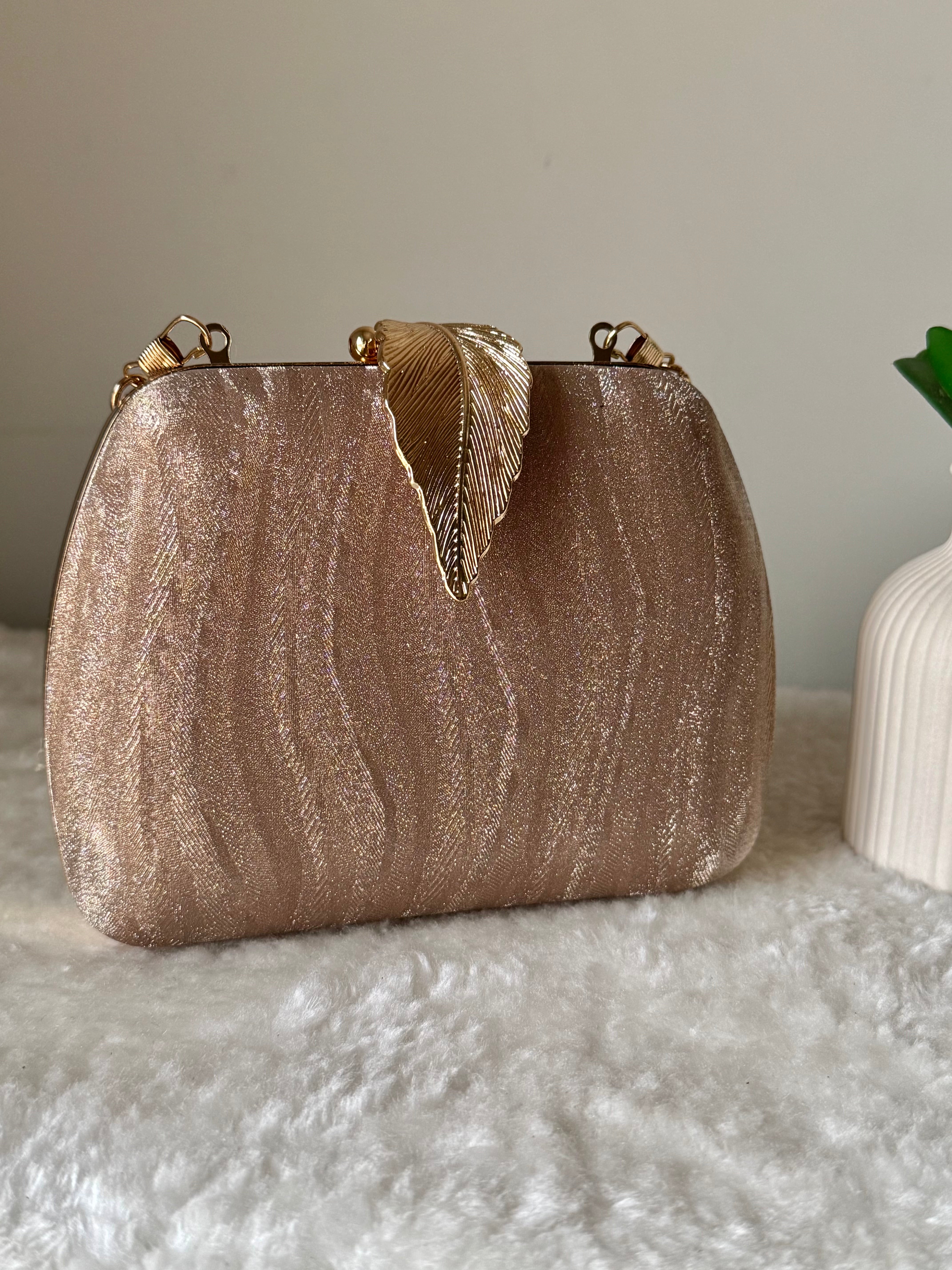 Crystal Charm Clutch - Rose Gold