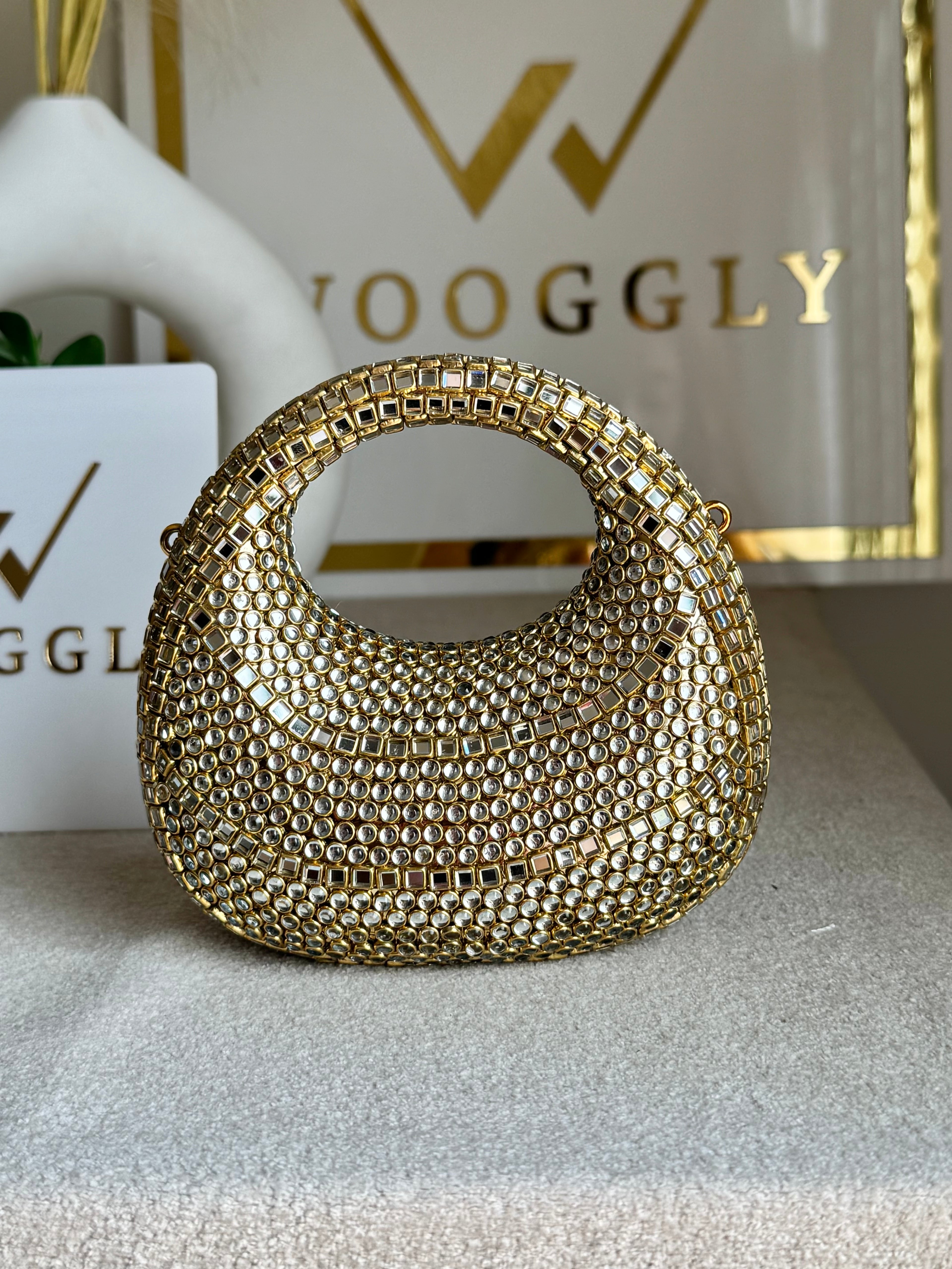 Viral Kundan Clutch with Chain - Design 2