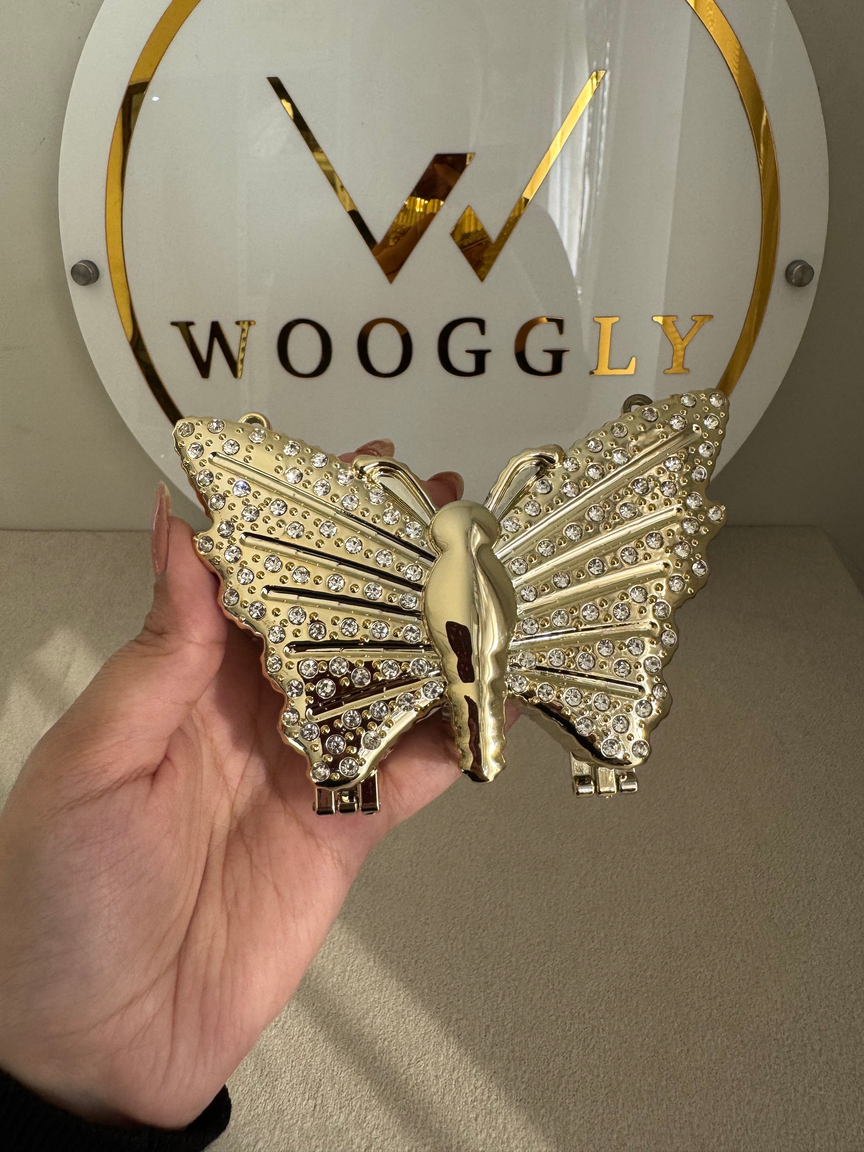 Glam Butterfly Clutch with Chain - Mini Gold