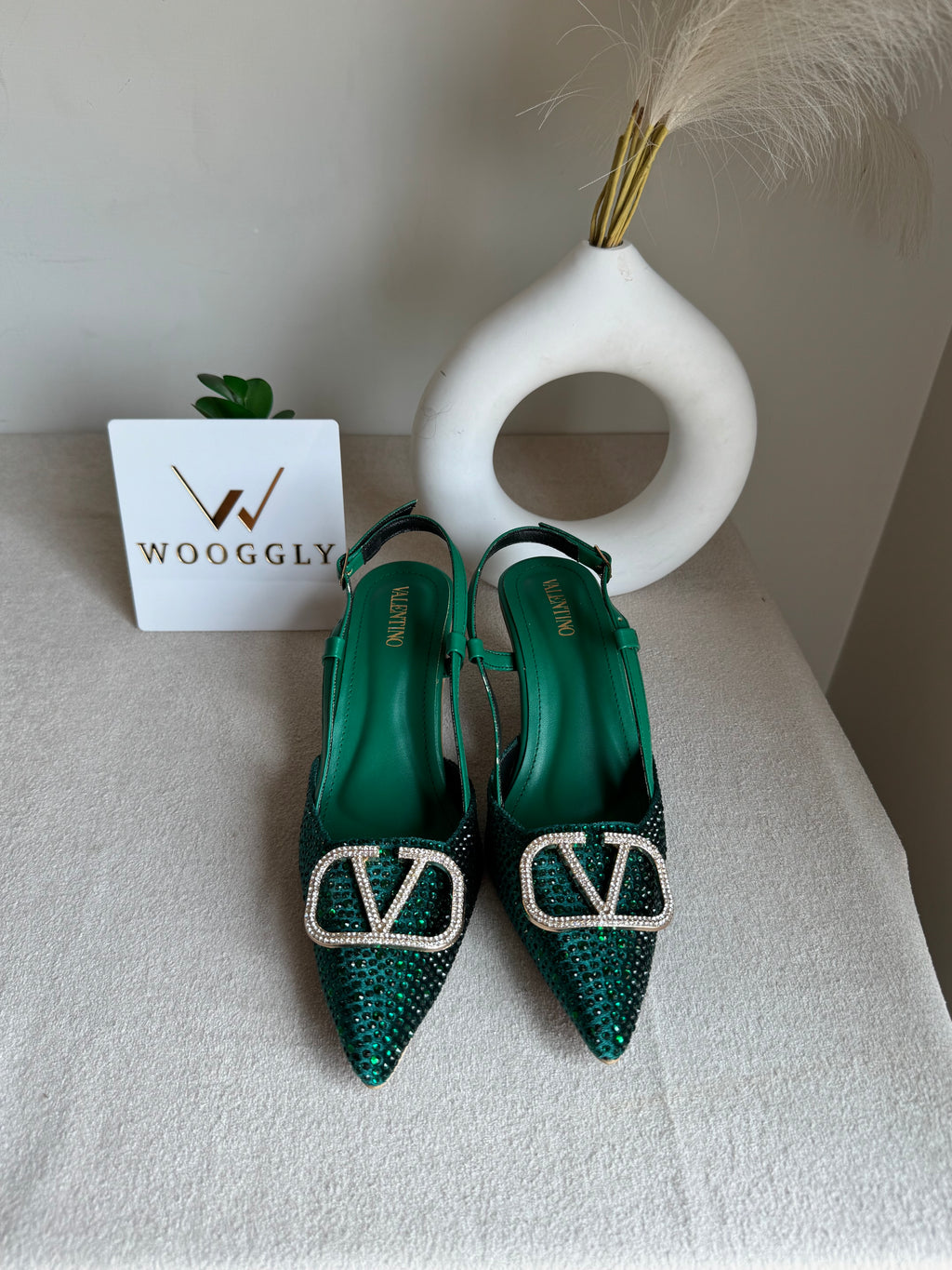 Essential Valentino Emerald Green Diamontee Heels