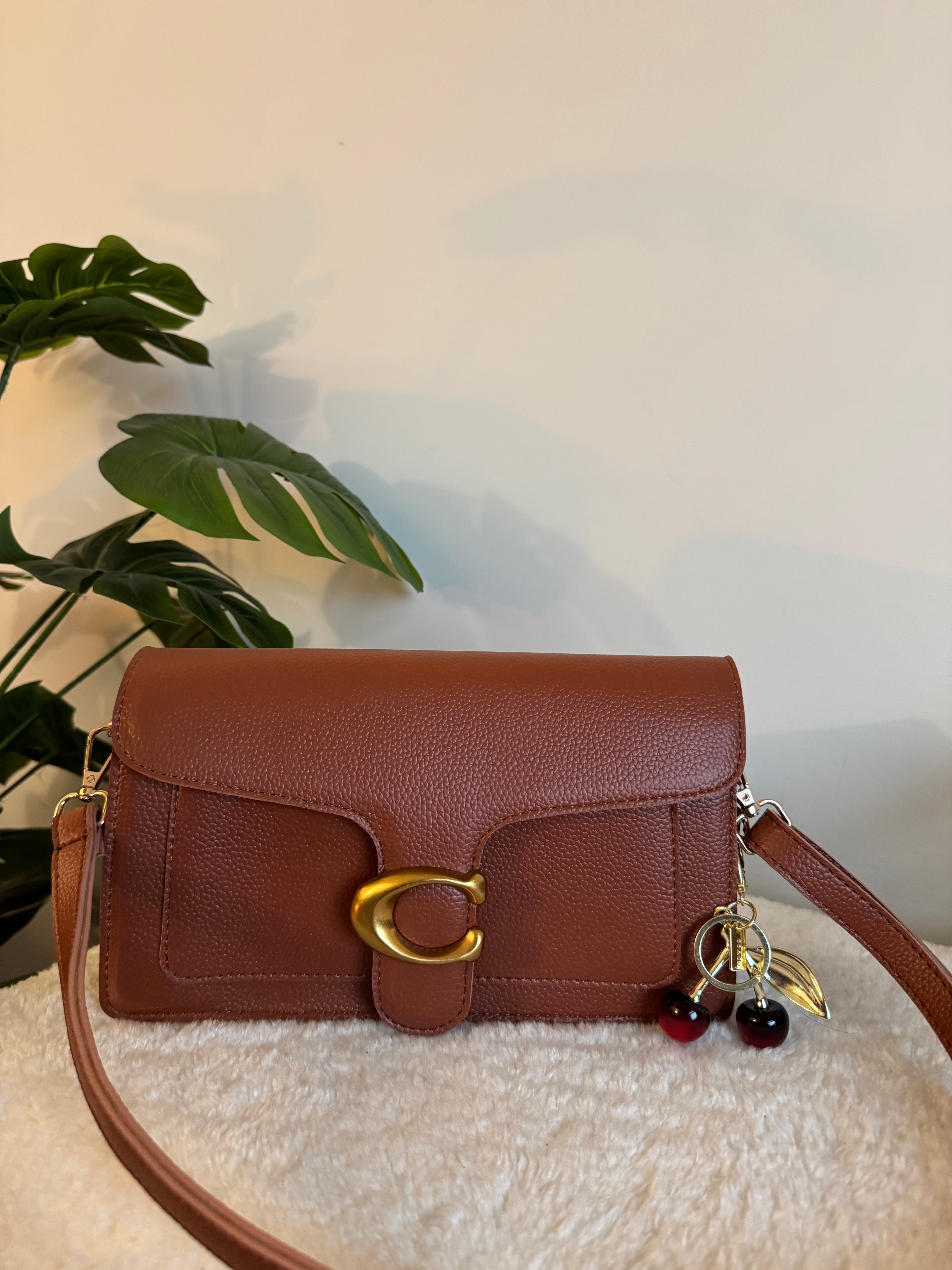 COACH TABBY with Coach Cherry Charm (Brown)