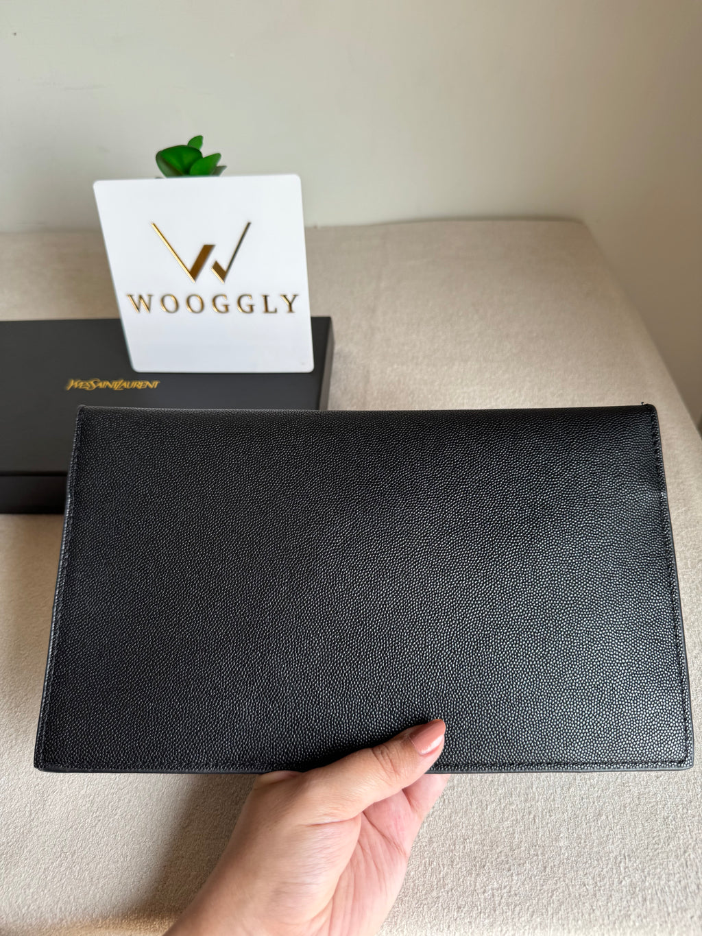 Premium Quality YSL Pouch with Box Packing - BLACK