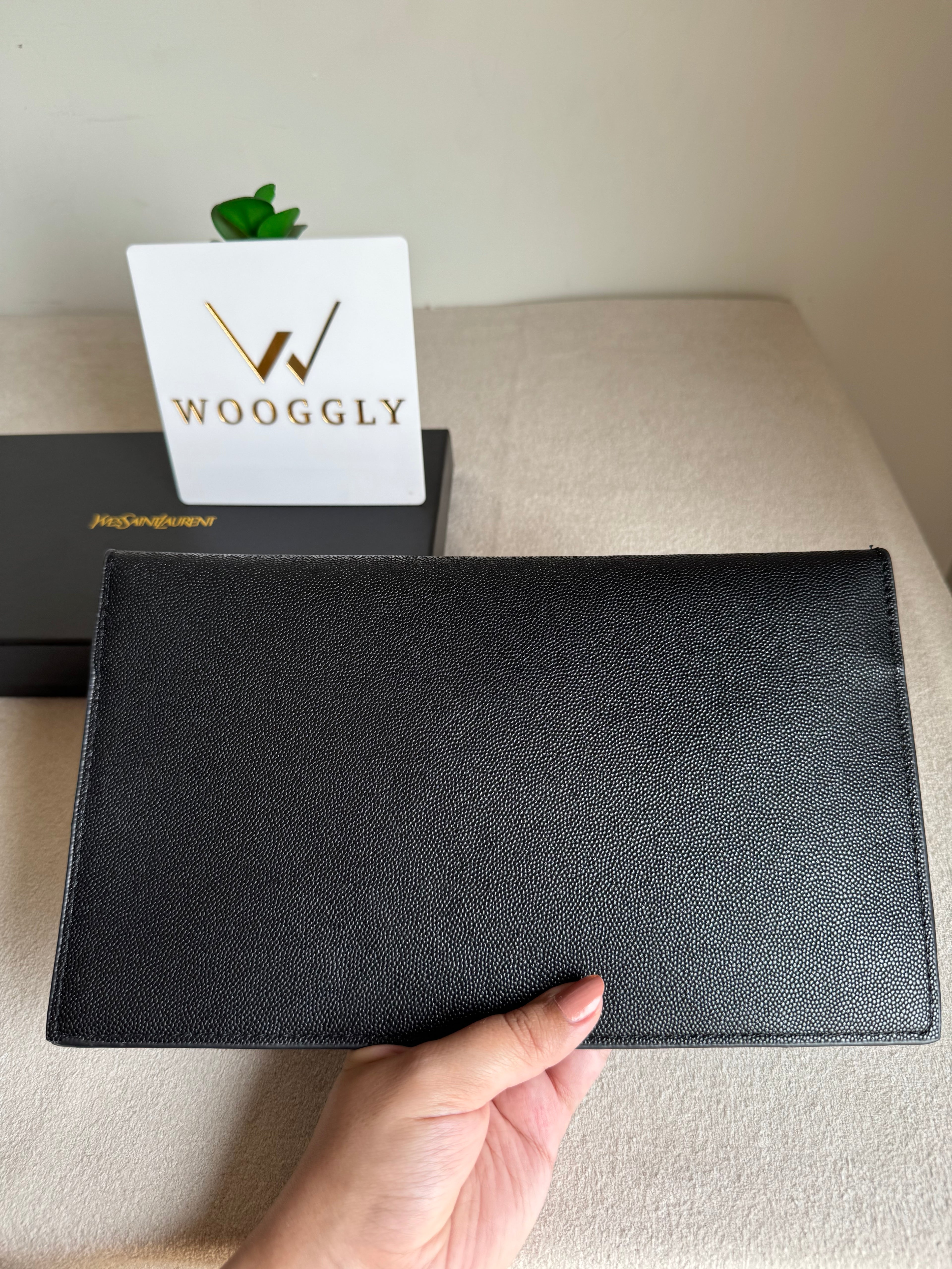 Premium Quality YSL Pouch with Box Packing - BLACK