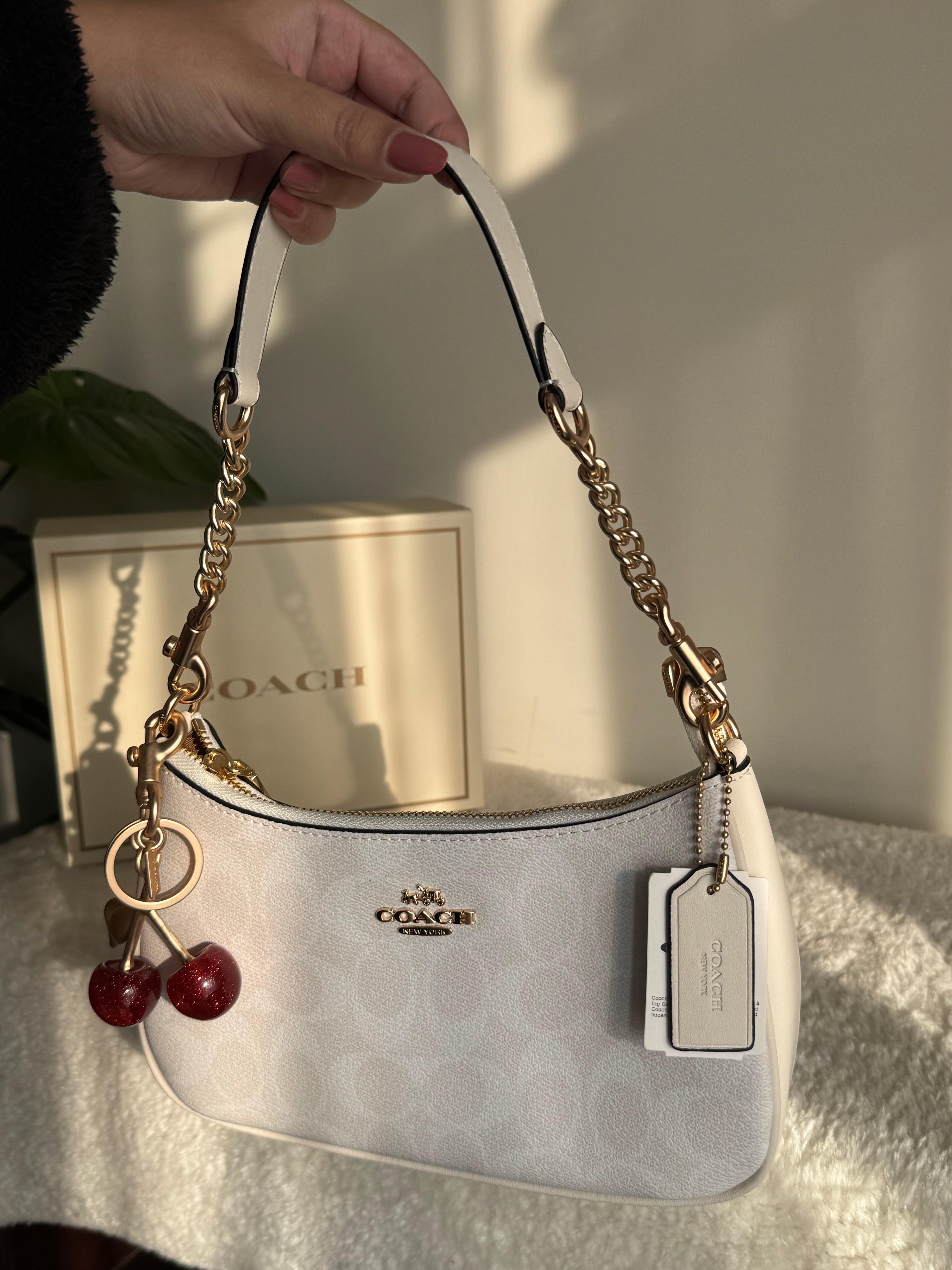 COACH TERI PREMIUM with Coach Cherry Charm (White) - BOX PACKING