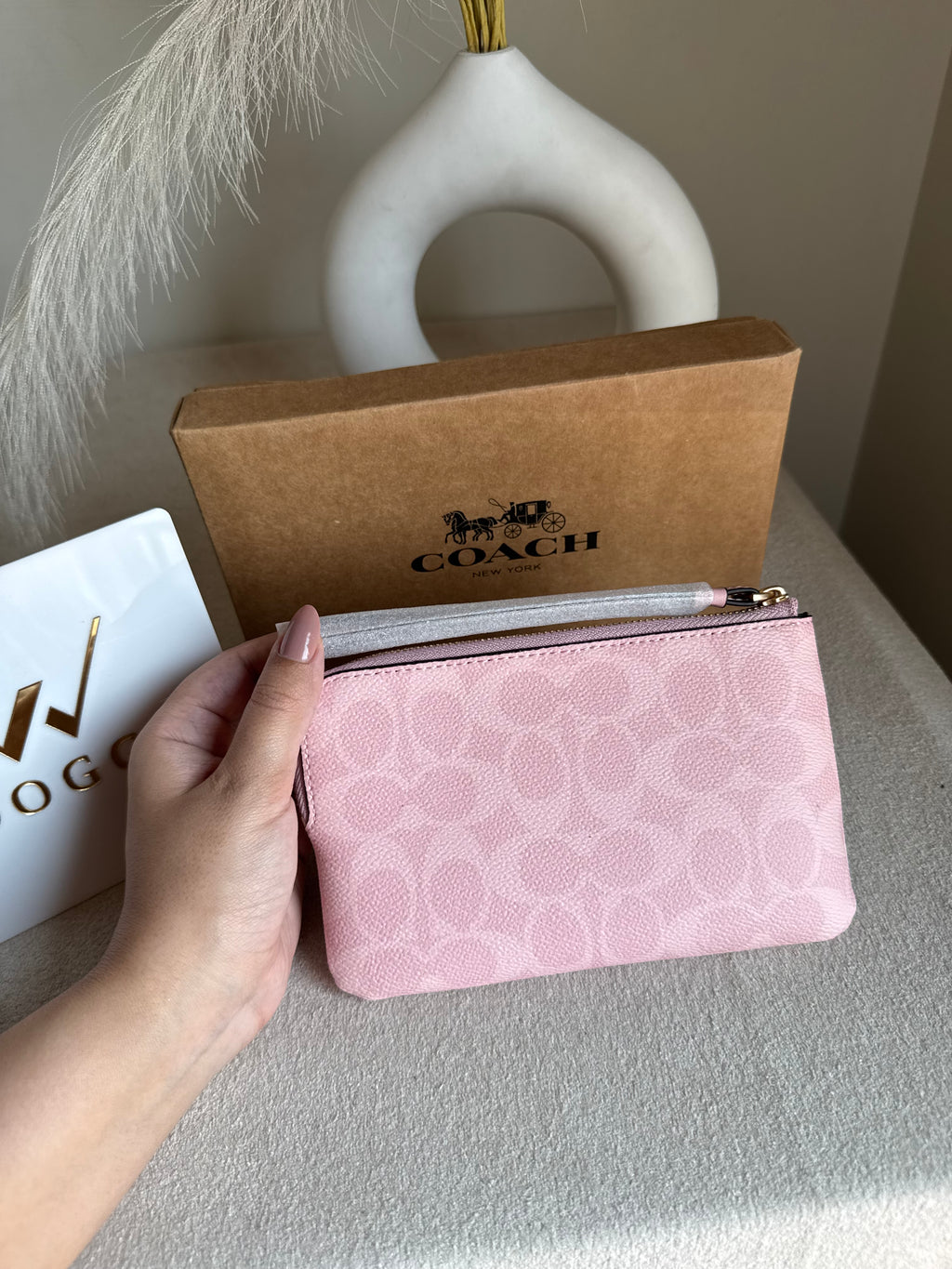 High Quality Wristlet - Signature Canvas Pink