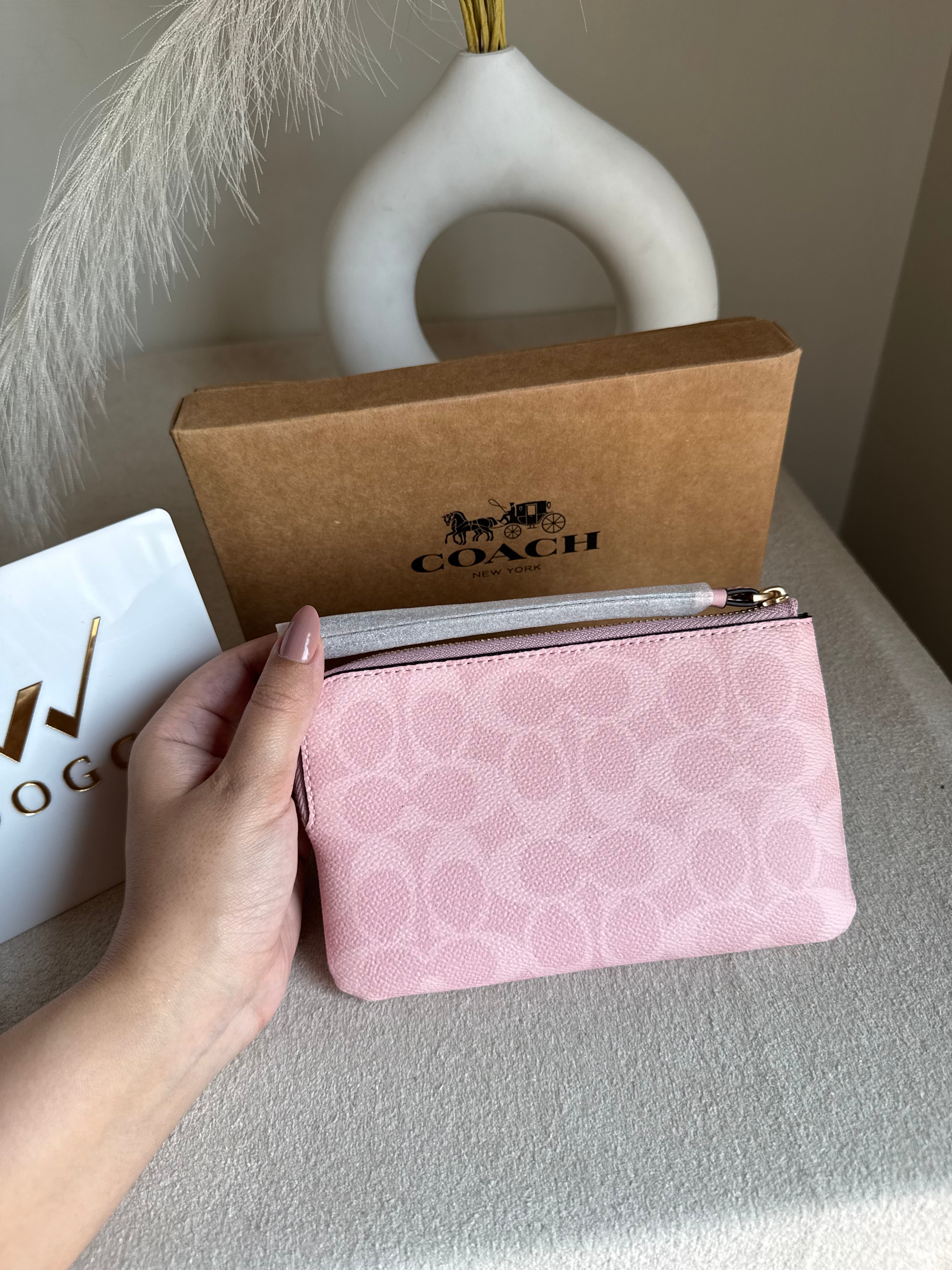 High Quality Wristlet - Signature Canvas Pink