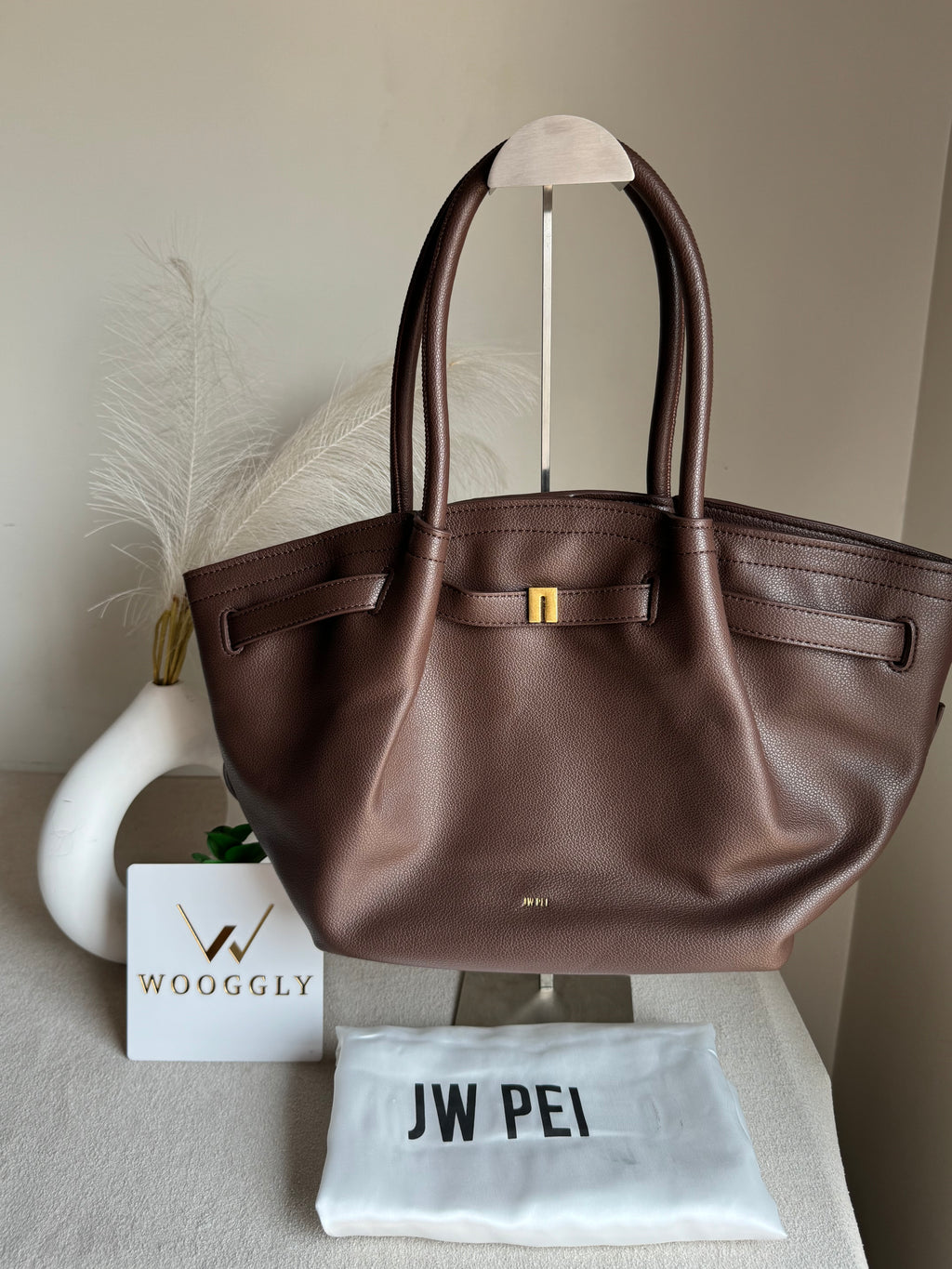JW PEI Hana Tote Bag - Leather Chocolate Brown