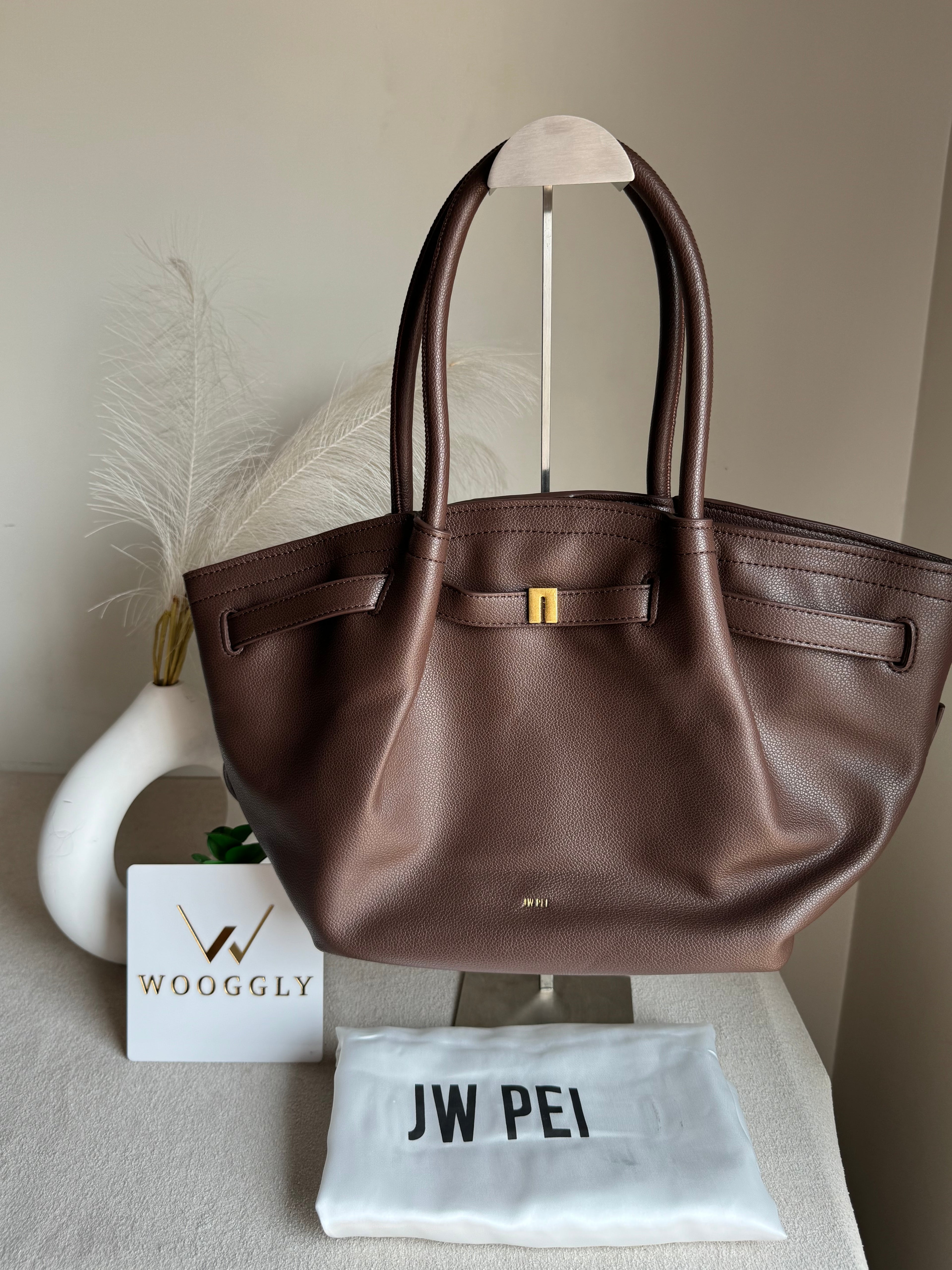 JW PEI Hana Tote Bag - Leather Chocolate Brown