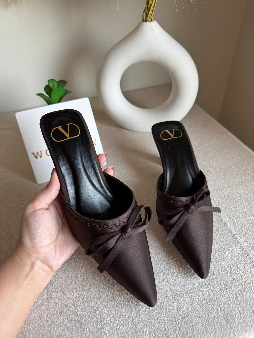 Valentino Bow Heels - Chocolate Brown