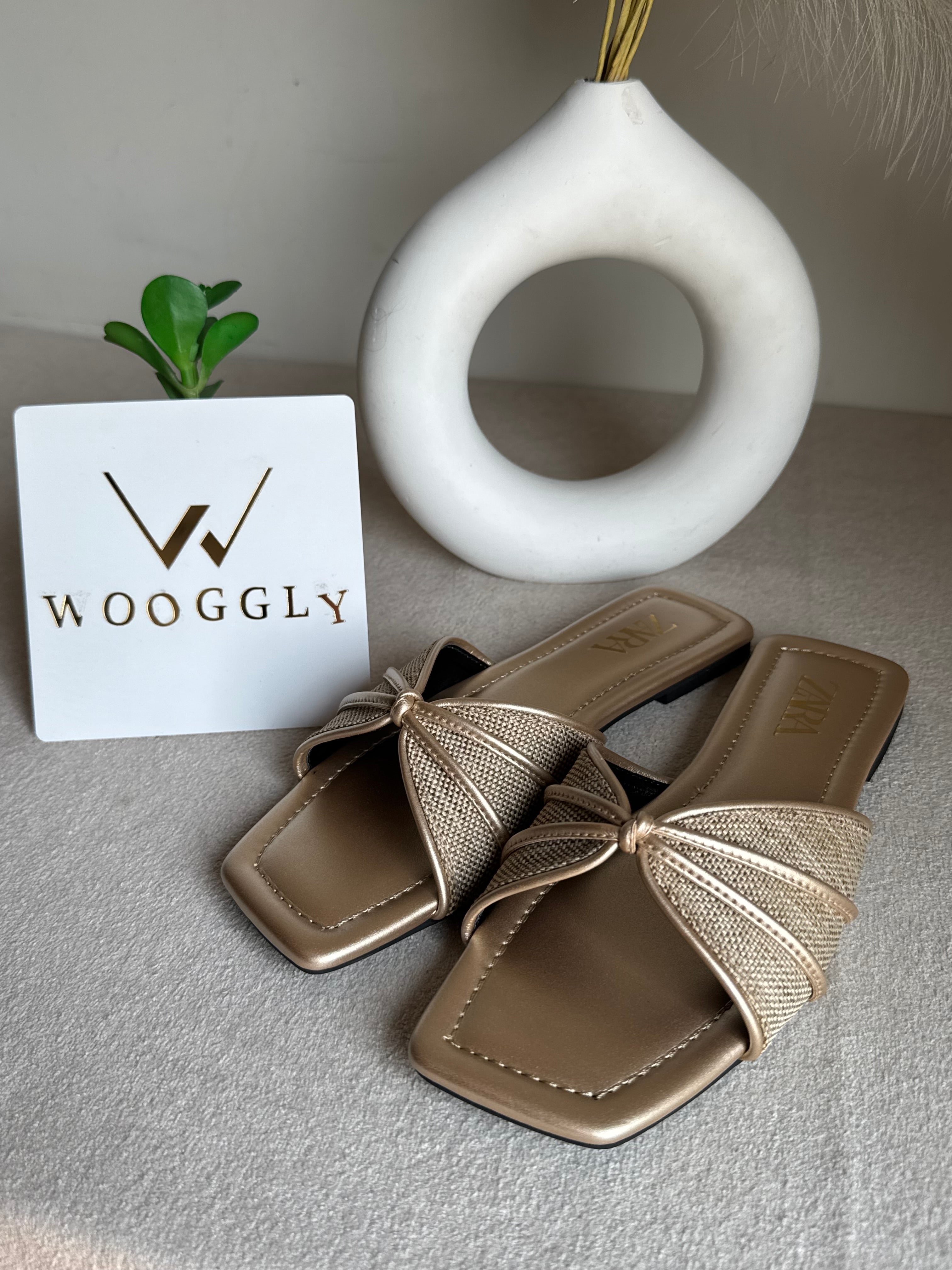 Zara Knot Slides Fawn