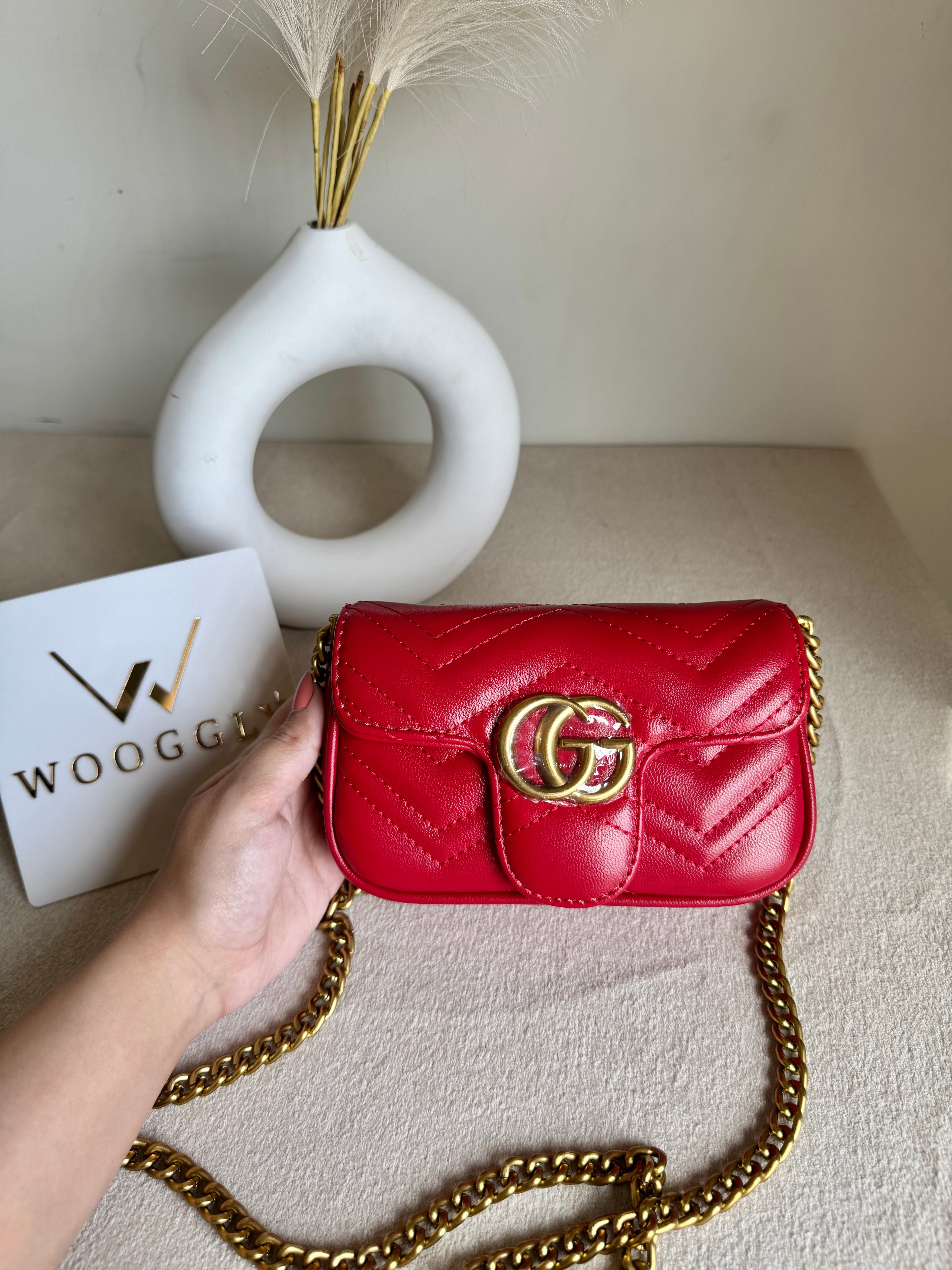 Gucci Signature Bag SMALL - Red with Box Packing