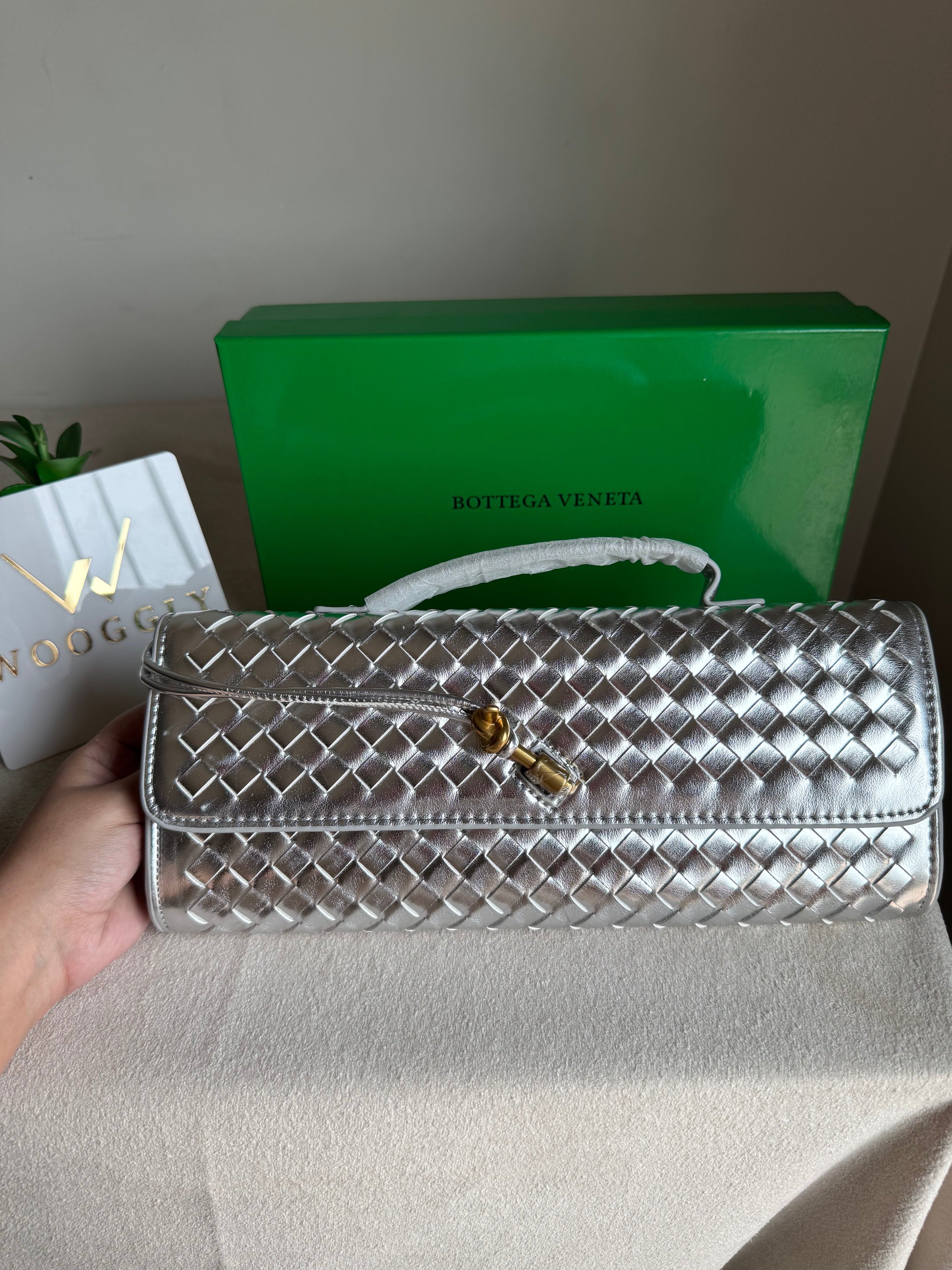 Premium Bottega Veneta Viral Bag with BOX Packing - Silver