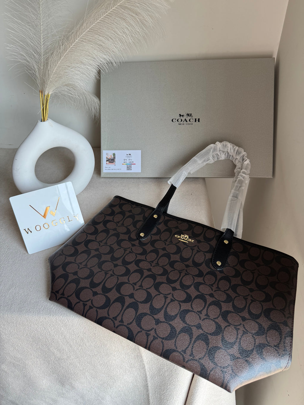 COACH TOTE BAG PREMIUM (Signature Brown) - BOX PACKING