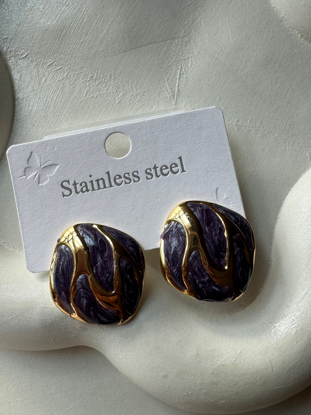 Velvet Edge Studs - Purple & Gold