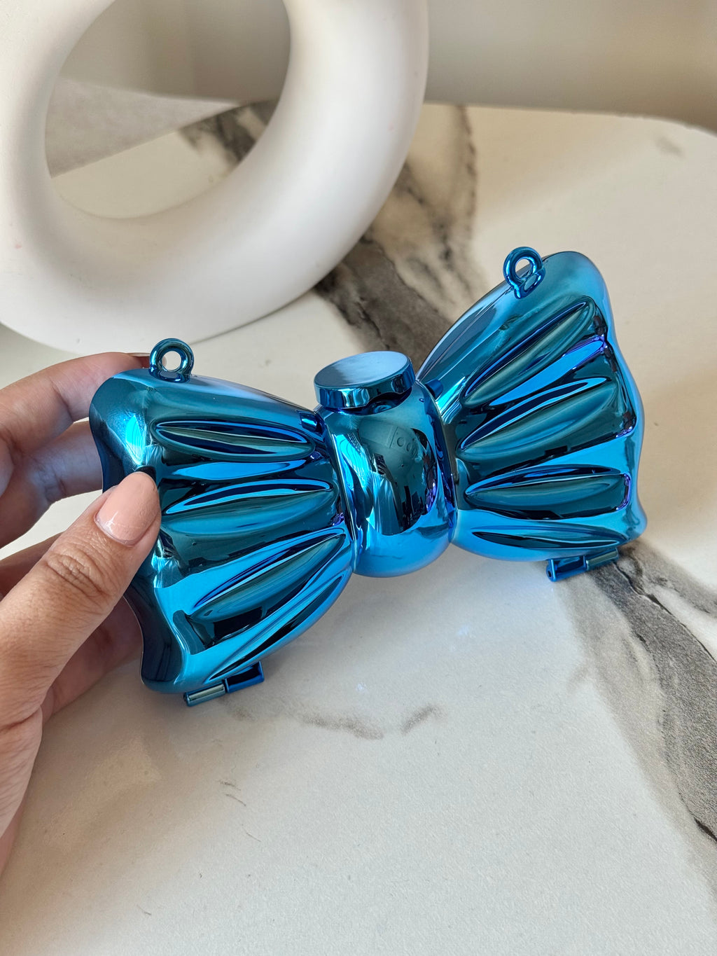 Bow Clutch - Blue with Chain
