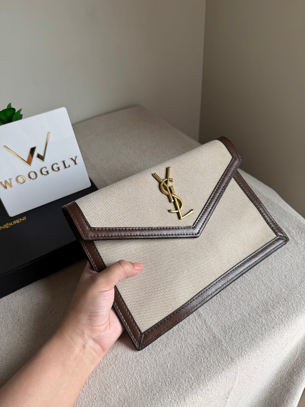 Premium Quality YSL Pouch with Box Packing - Statement Brown
