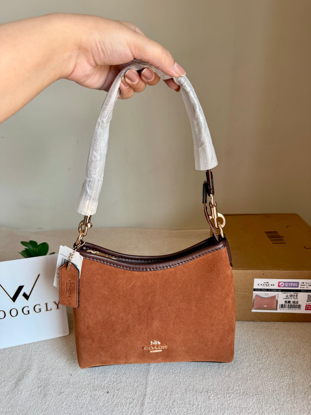 COACH PREMIUM Suede Shoulder Bag BROWN - BOX PACKING