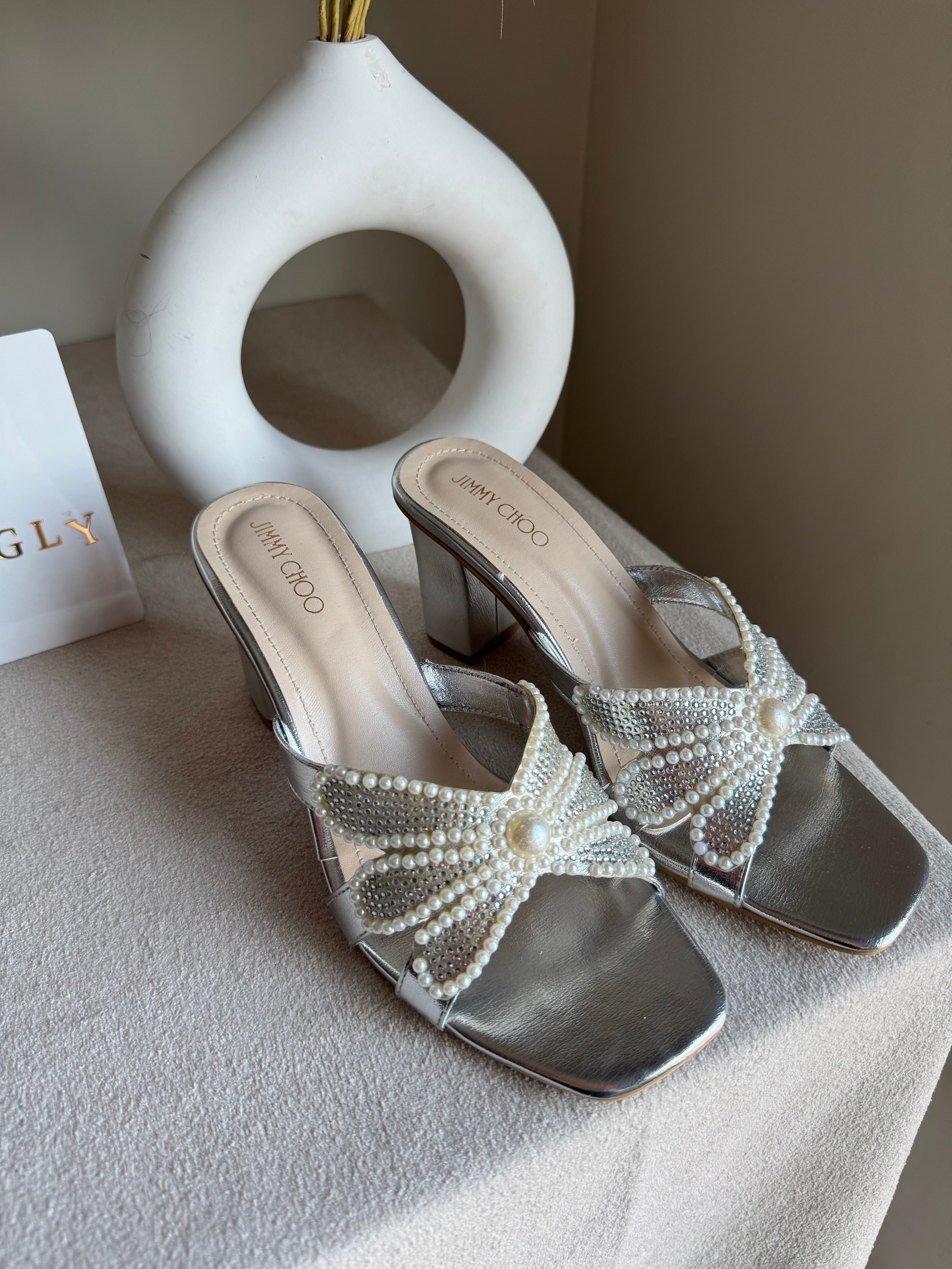 Jimmy Choo Pearl Heels - Silver