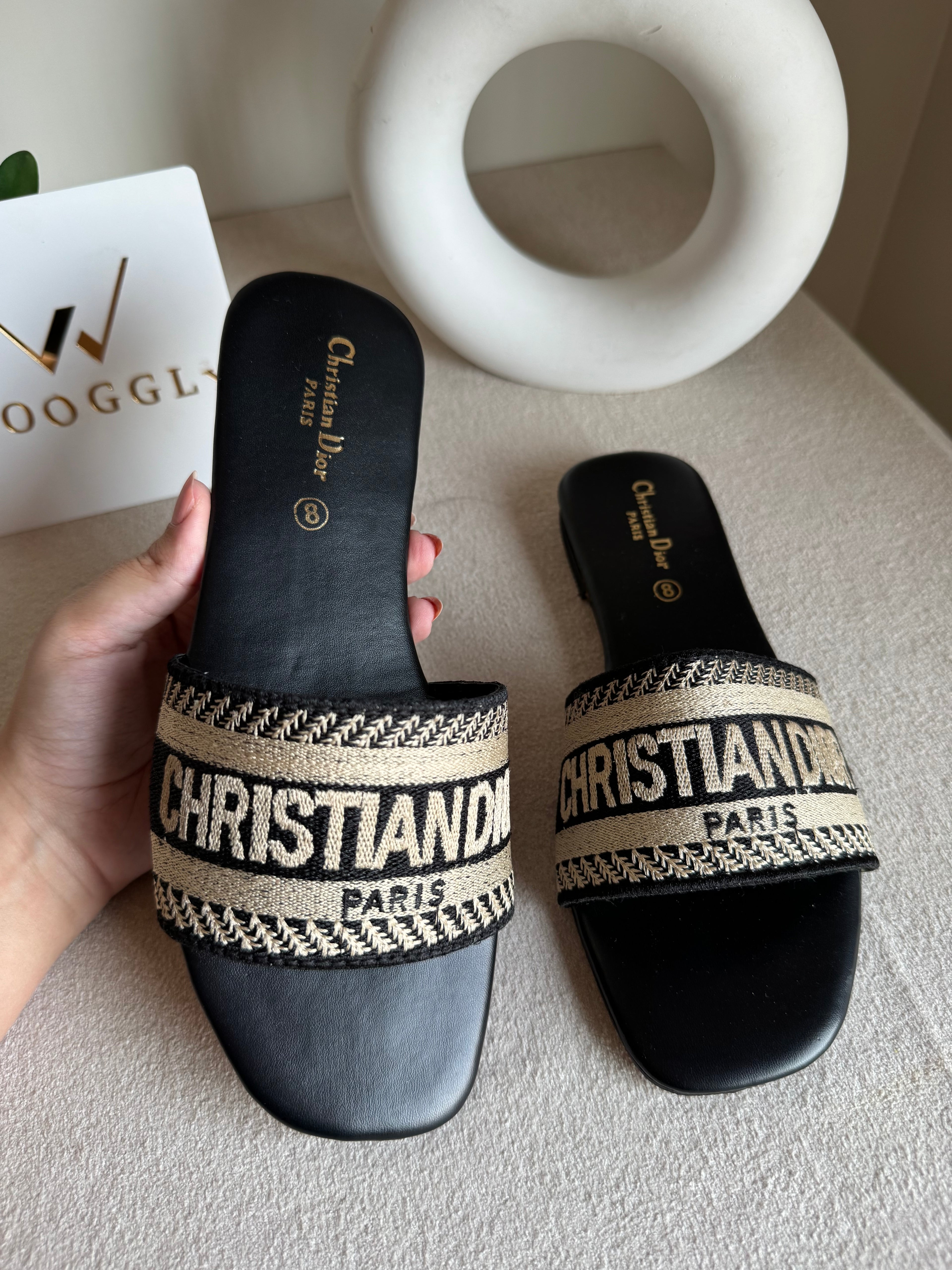 Signature Dior Embroided Slides