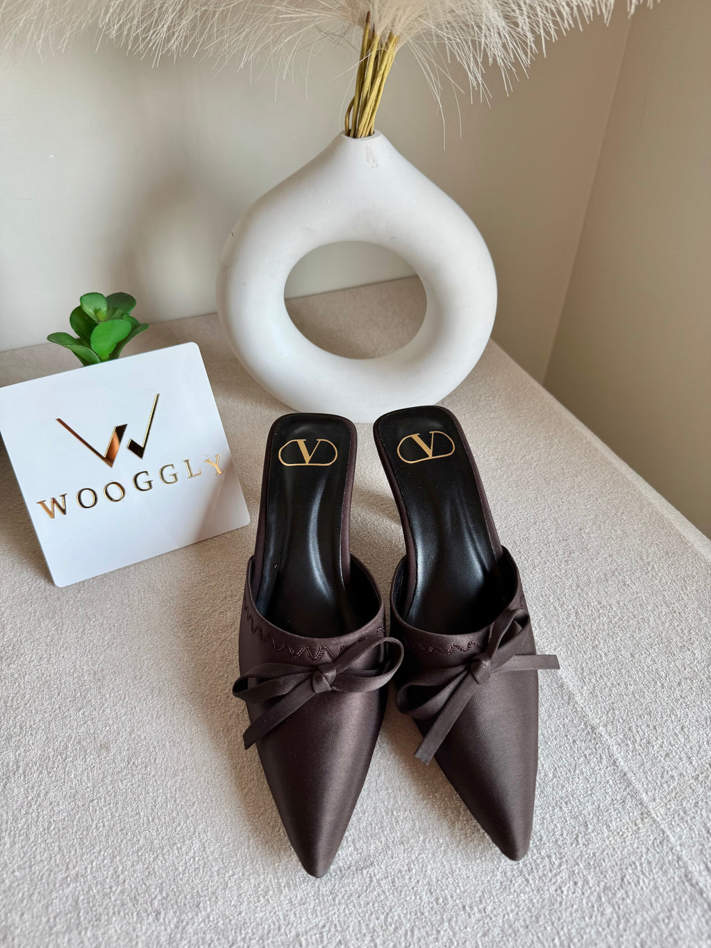 Valentino Bow Heels - Chocolate Brown