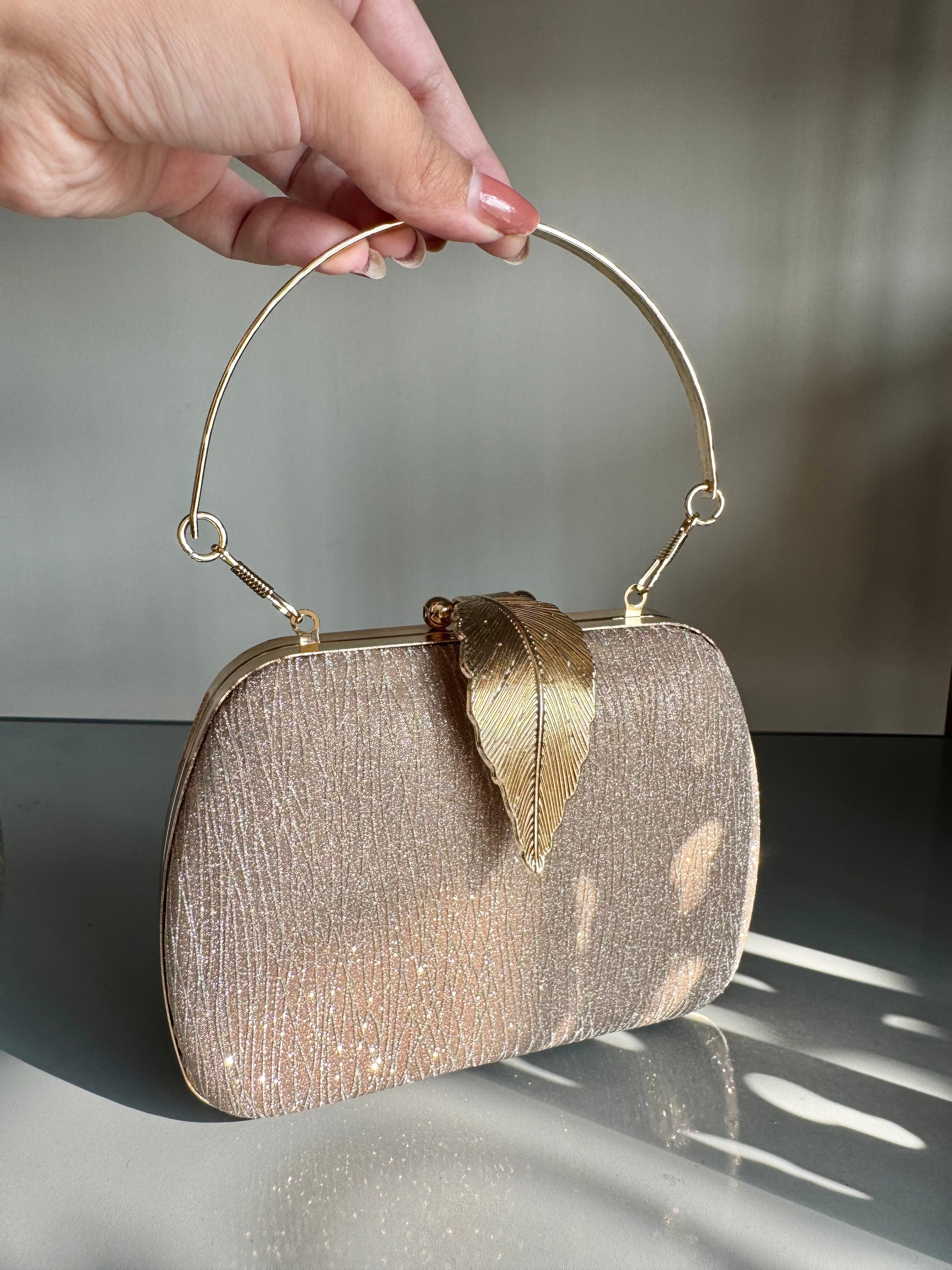 Crystal Charm Clutch - Shimmer Gold
