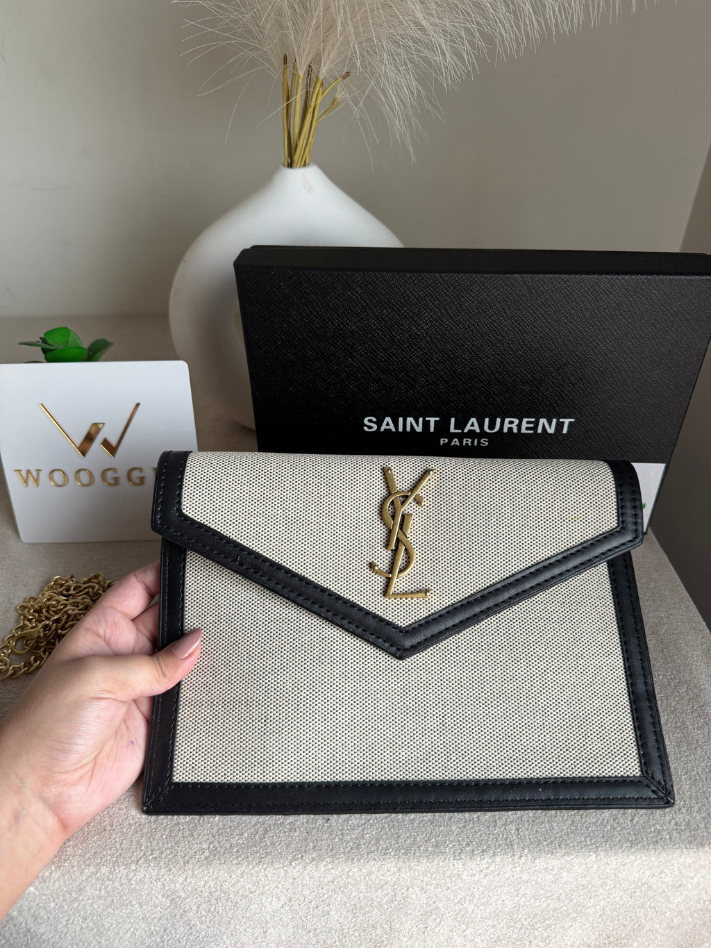 Premium Quality YSL Pouch with Box Packing - Statement Black