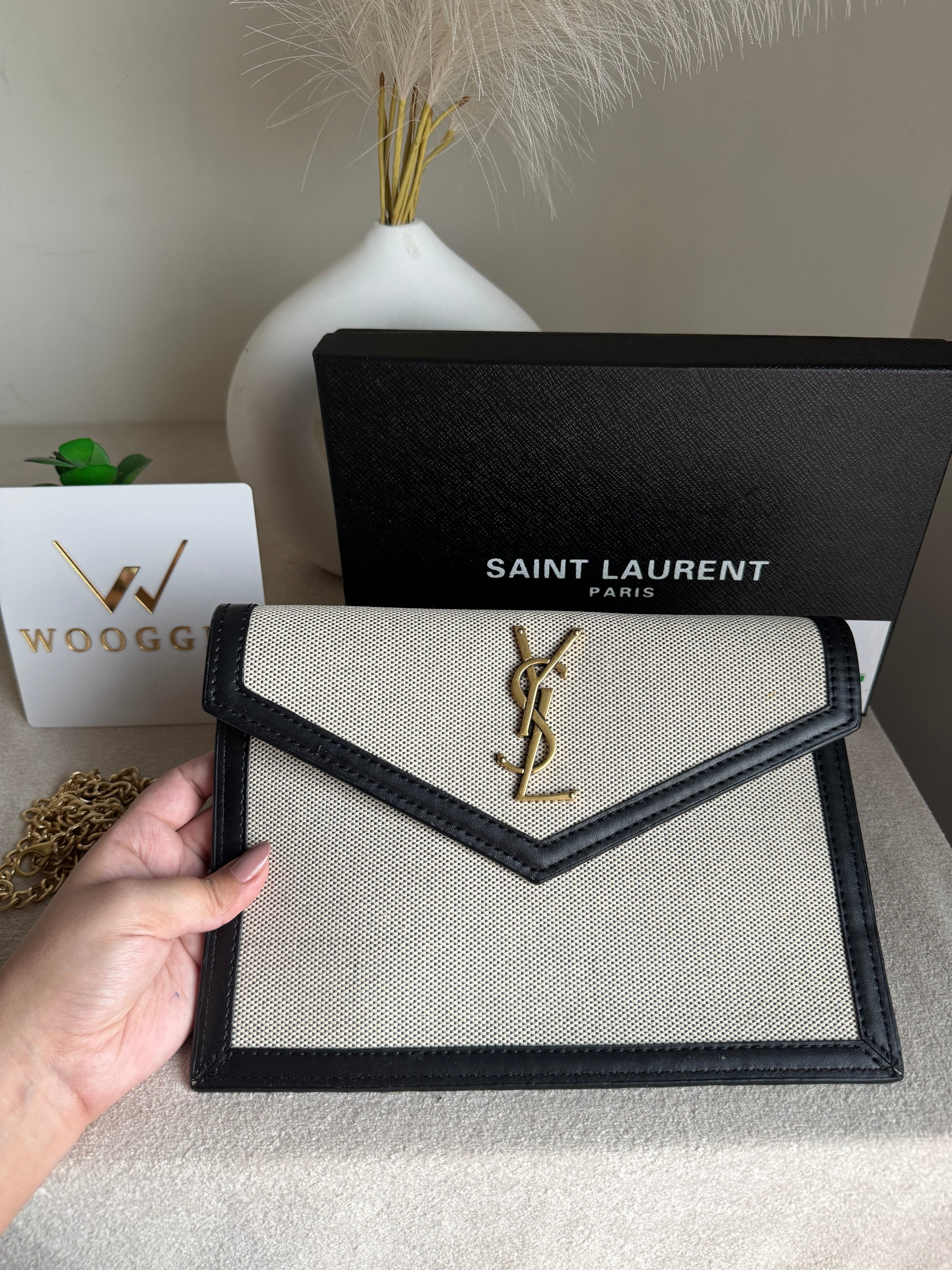 Premium Quality YSL Pouch with Box Packing - Statement Black