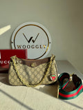 GUCCI Sling with Long Strap & Strawberry Charm - Signature Brown with Box Packing