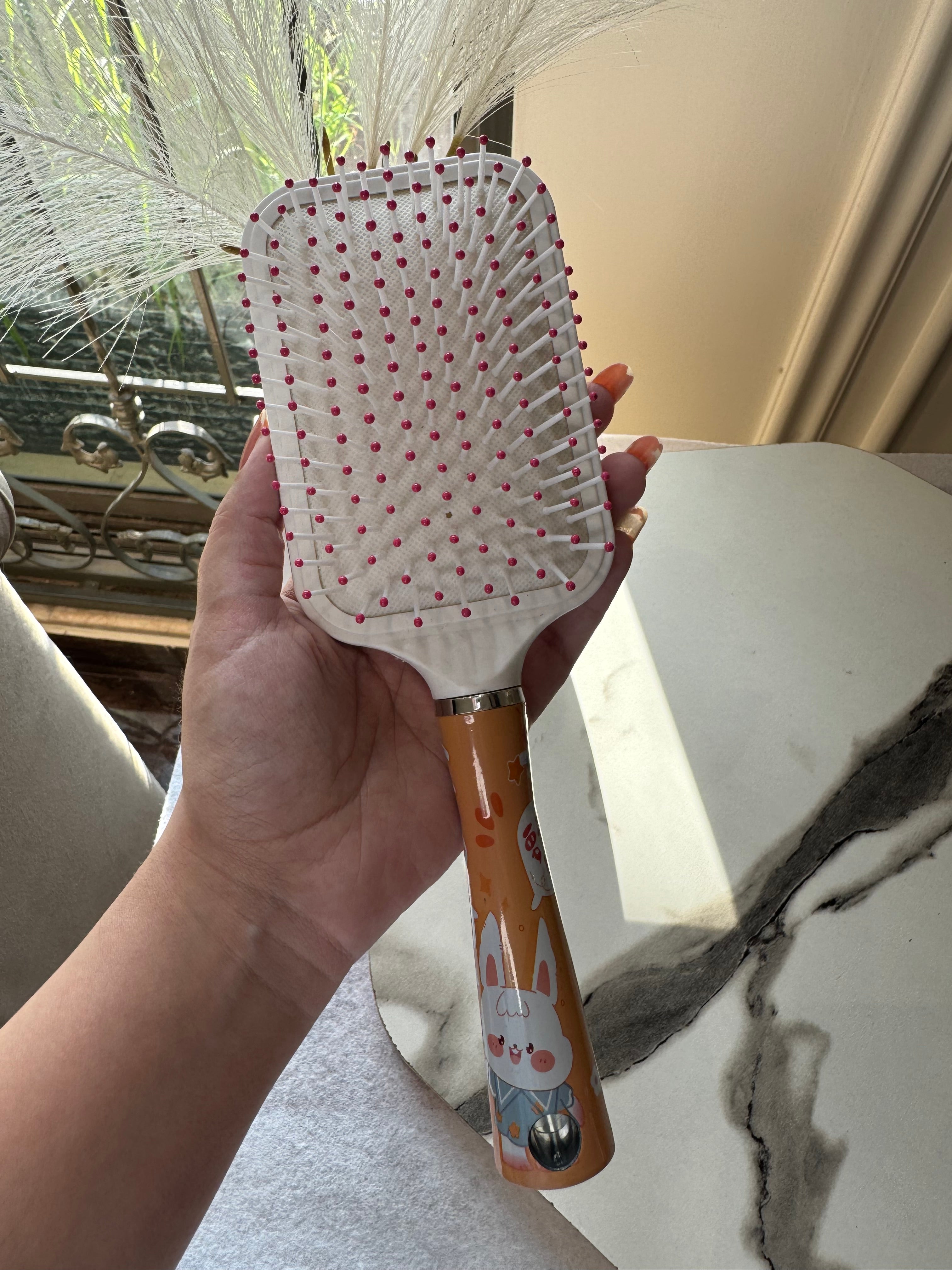 Softest White Brown Bunny Square Brush