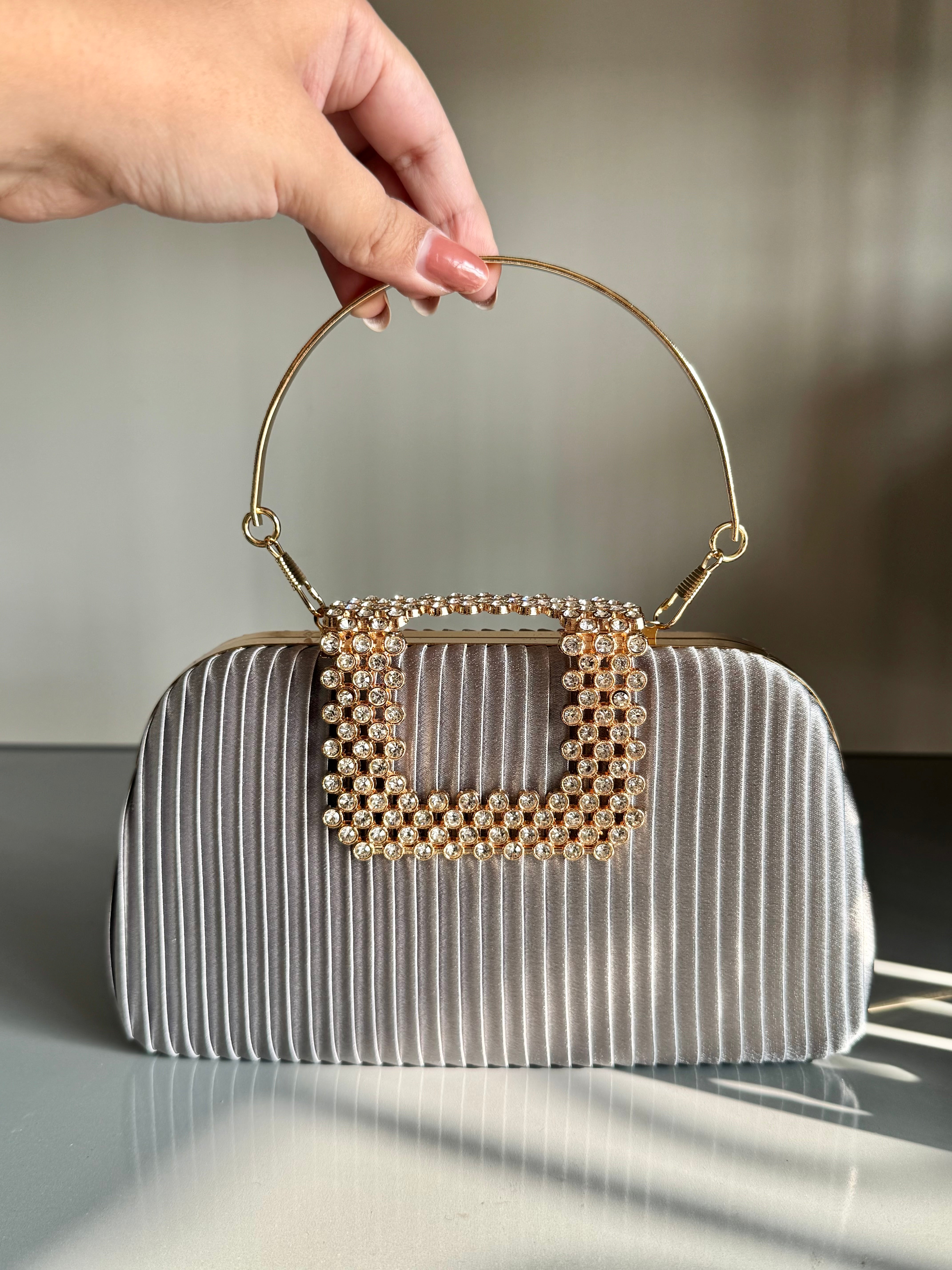 Velvet Charm Clutch - Silver