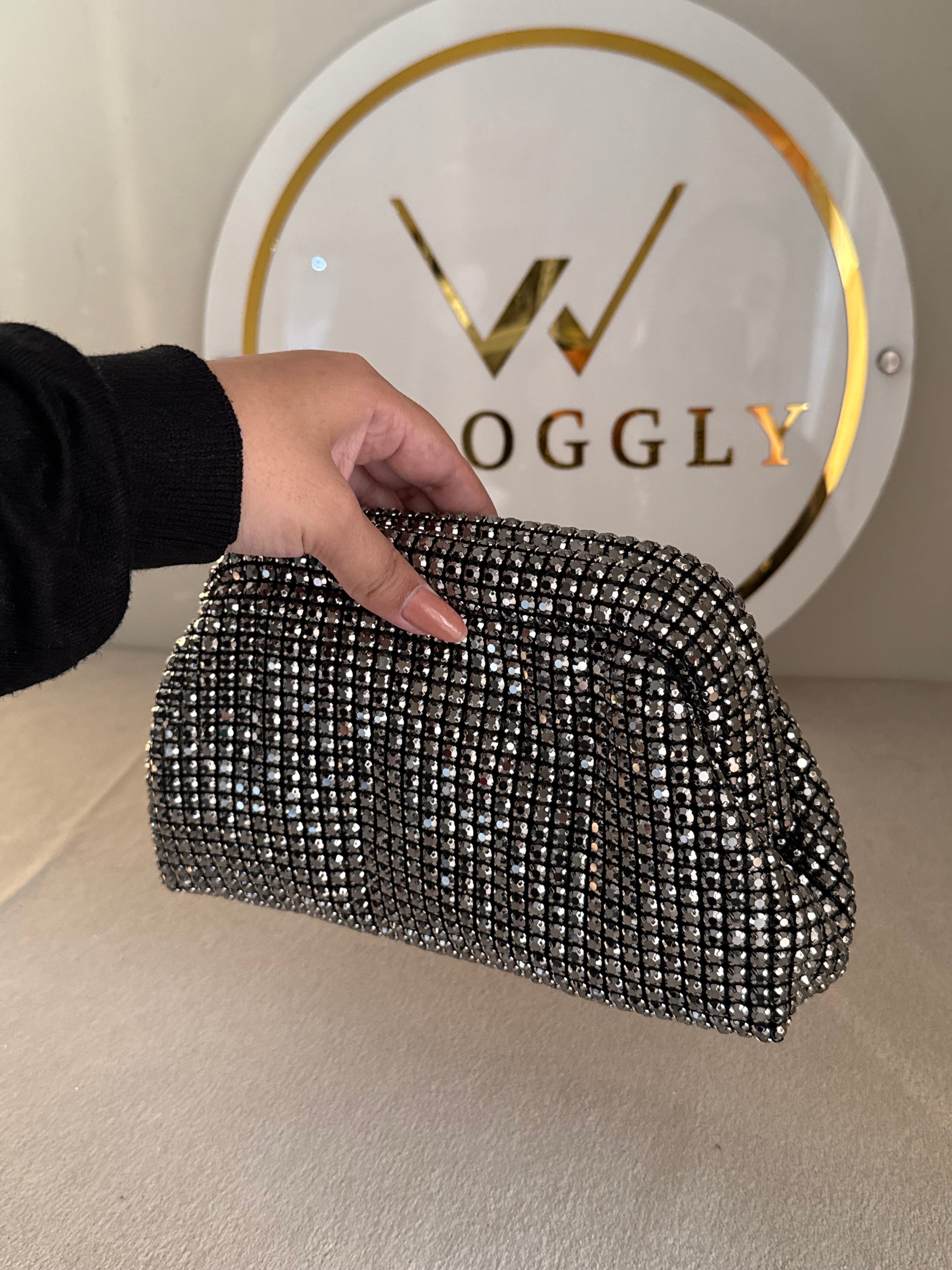 Extremely Premium Rhinestone Evening Clutch (Black)