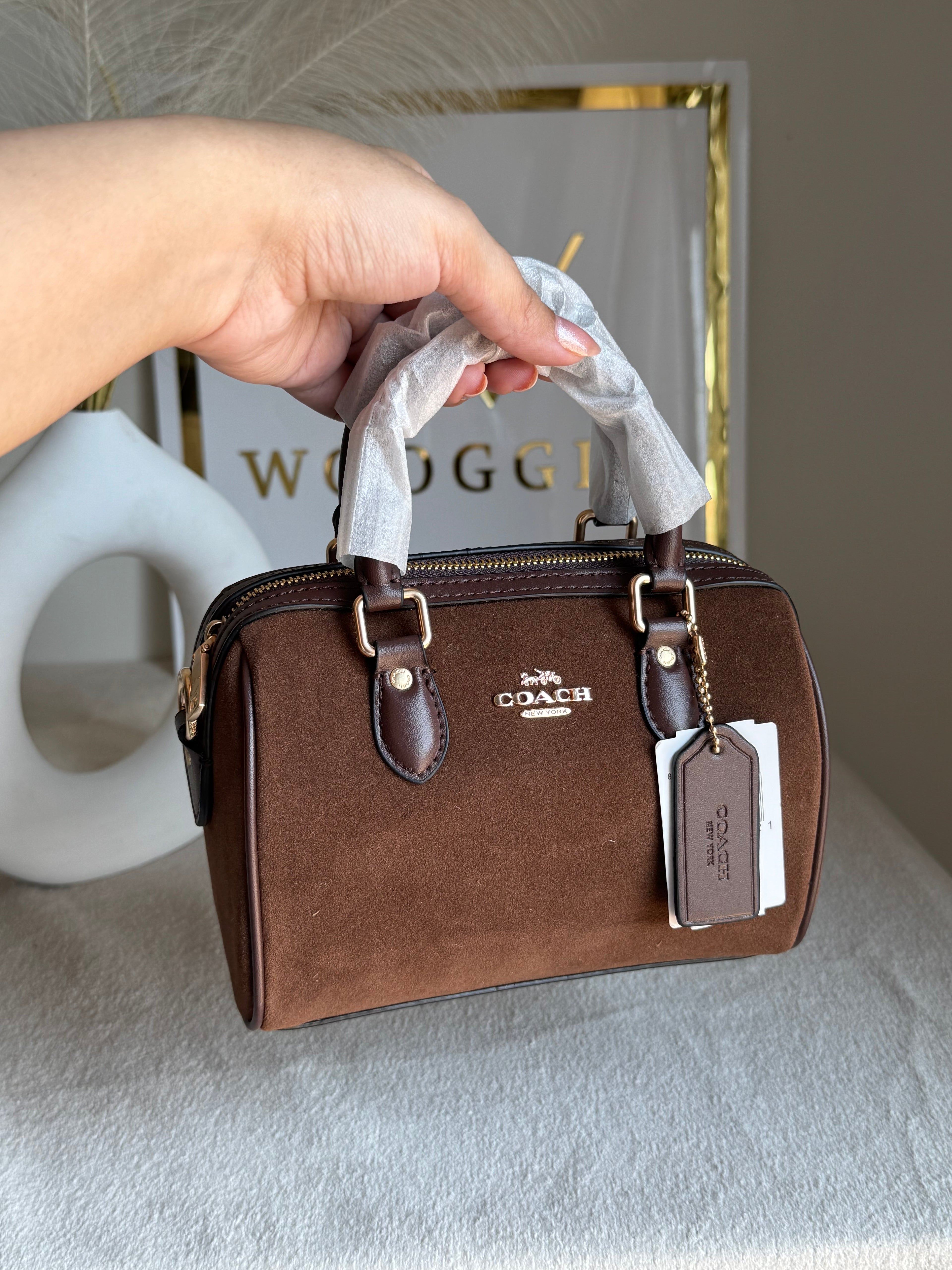 COACH Mini Duffle Bag PREMIUM with Long Strap (Chocolate Brown) - BOX PACKING