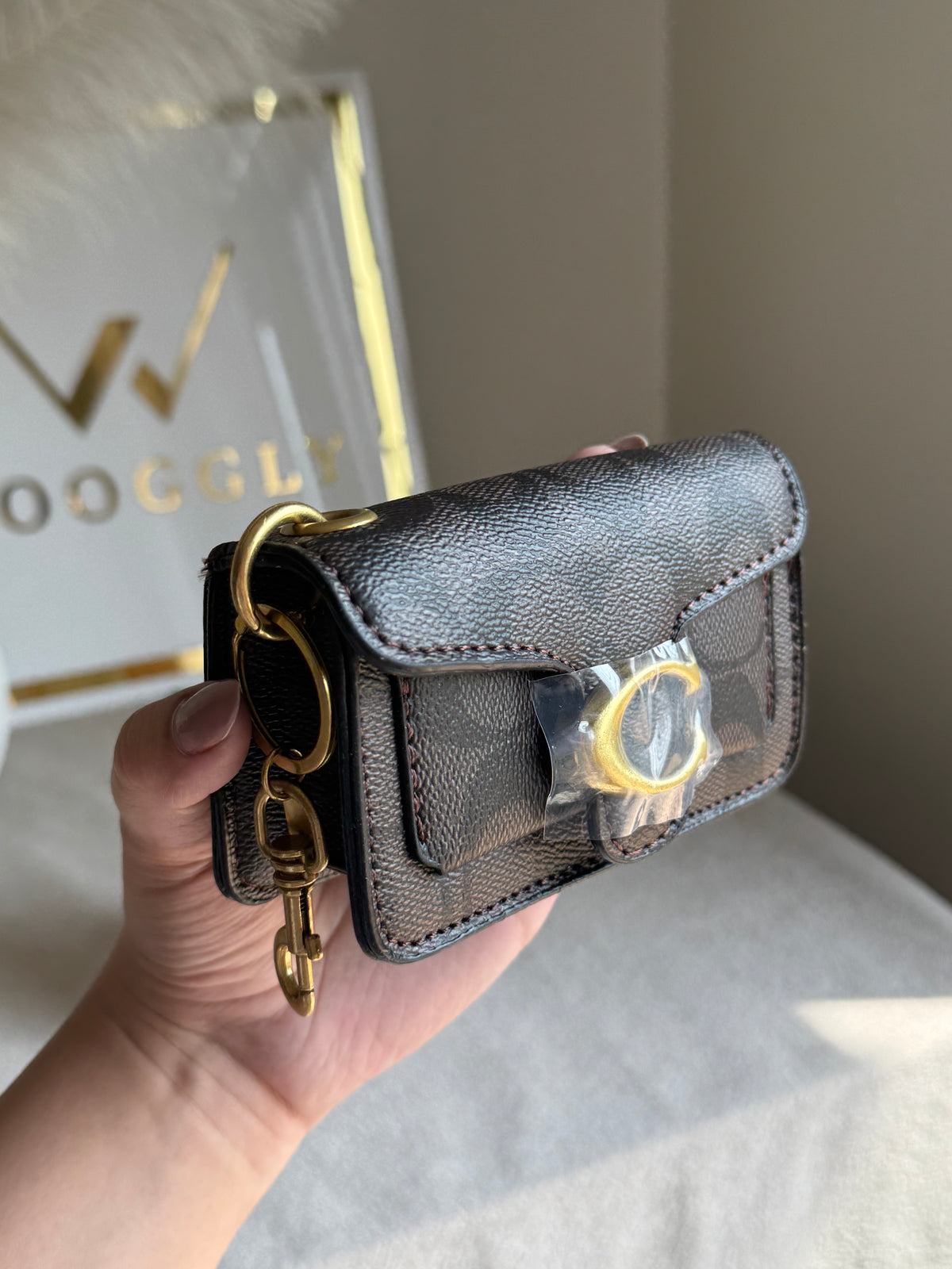 Coach Tabby Mini Bag Charm Signature Coffee