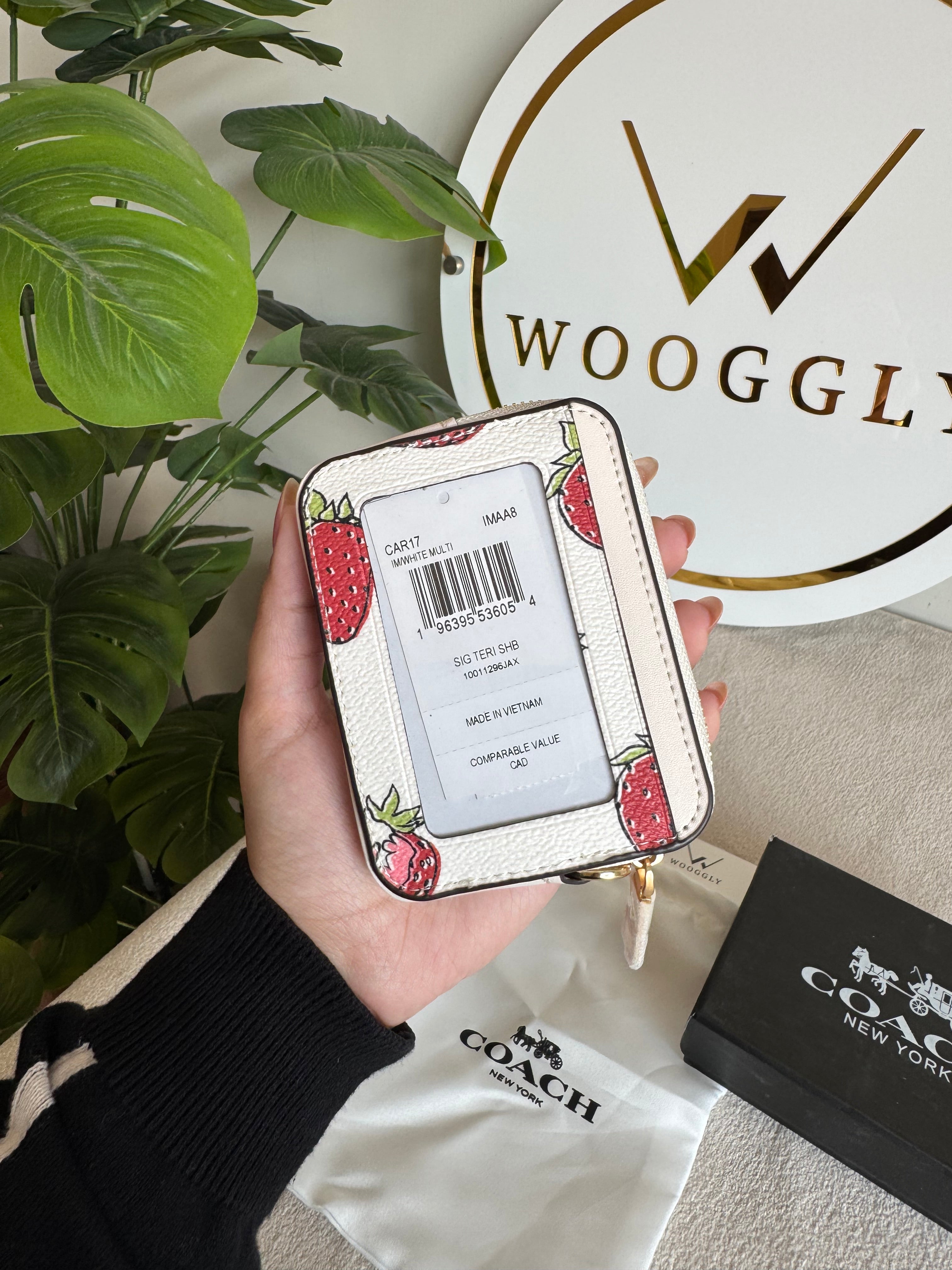 Coach Zip Card Case with Box Packing - Strawberries