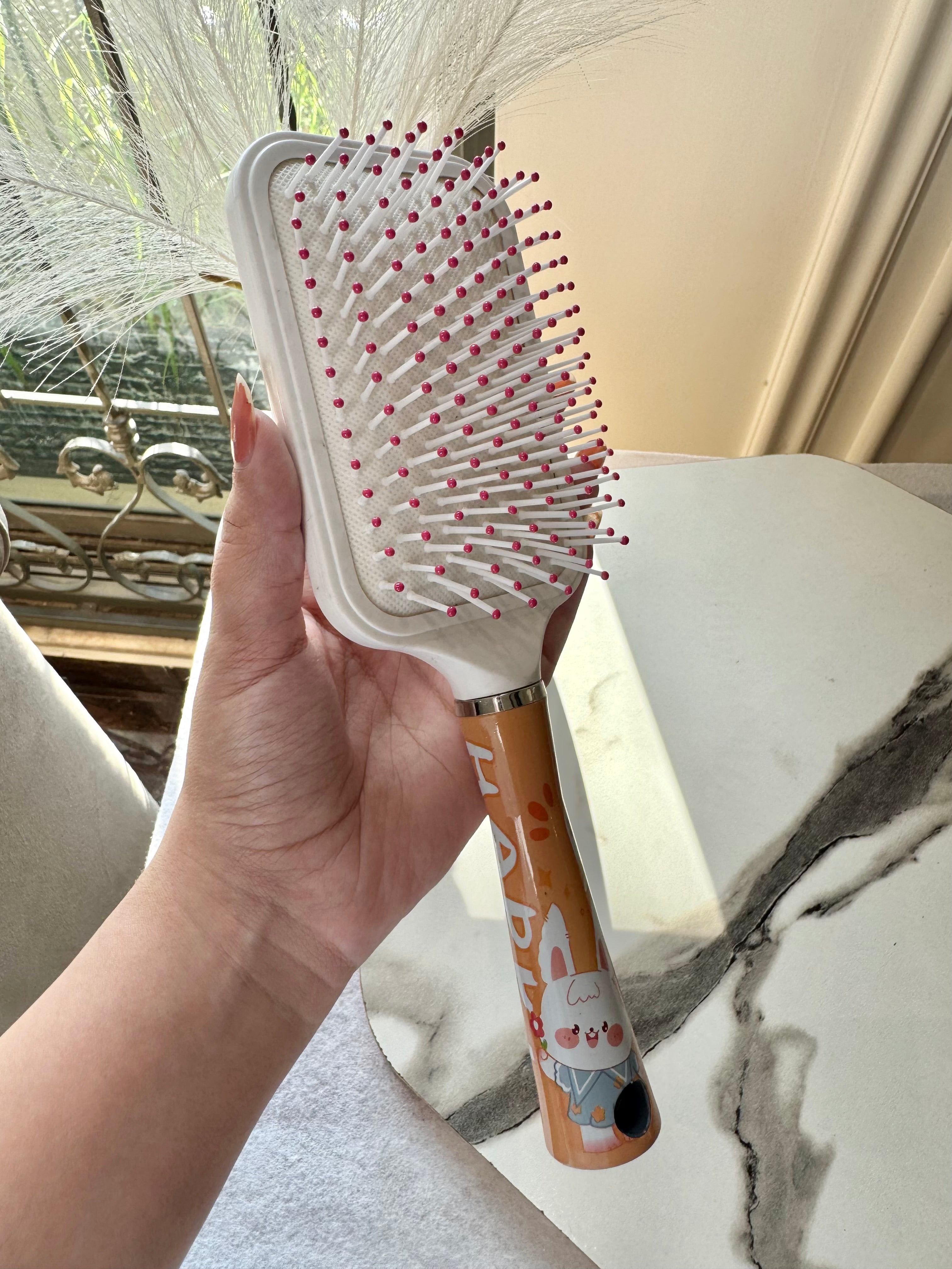 Softest White Brown Bunny Square Brush