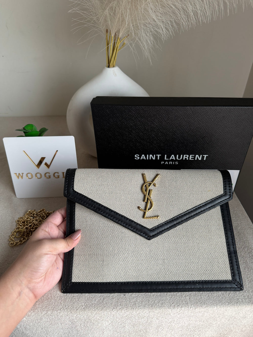 Premium Quality YSL Pouch with Box Packing - Statement Black