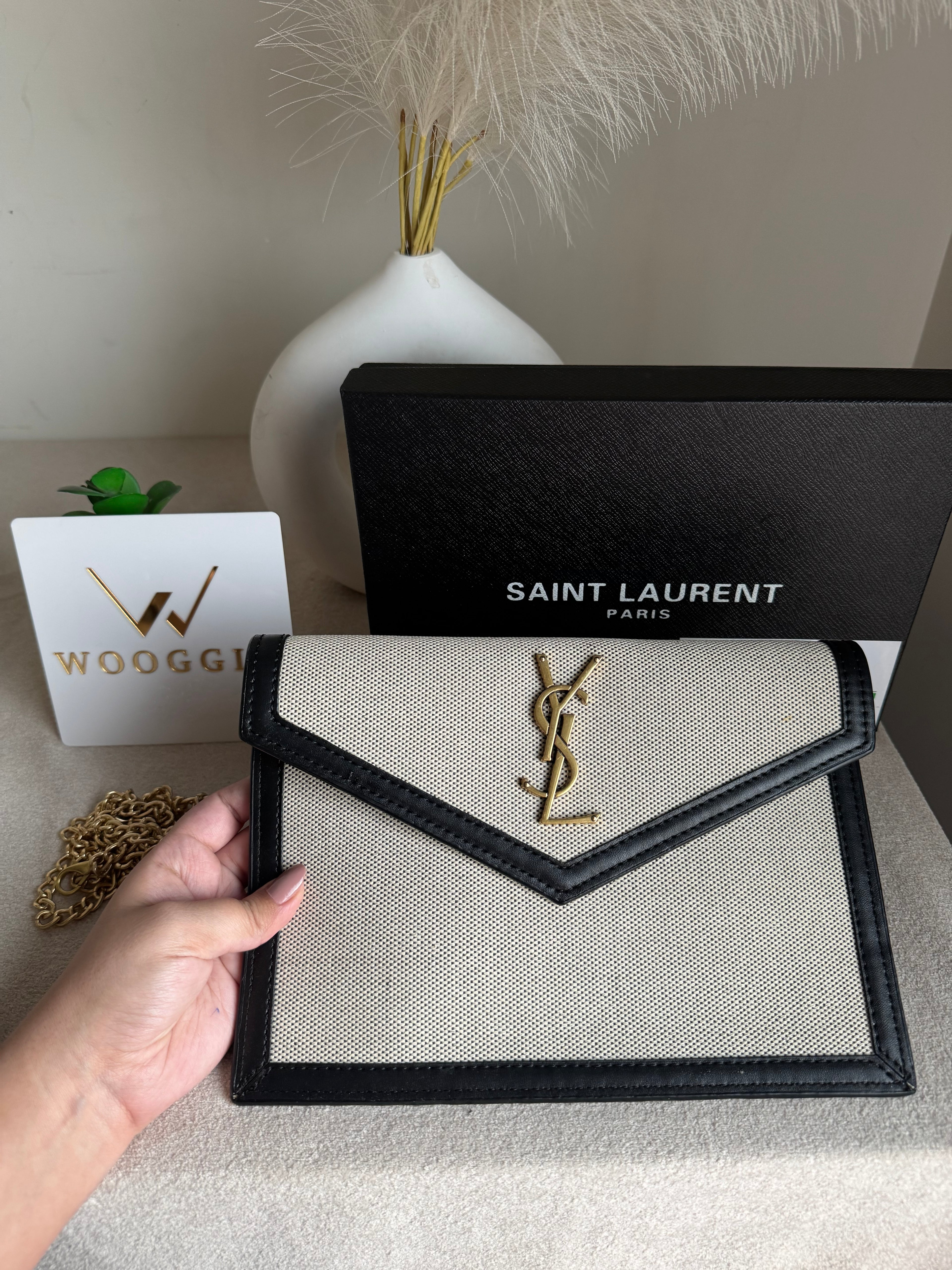 Premium Quality YSL Pouch with Box Packing - Statement Black